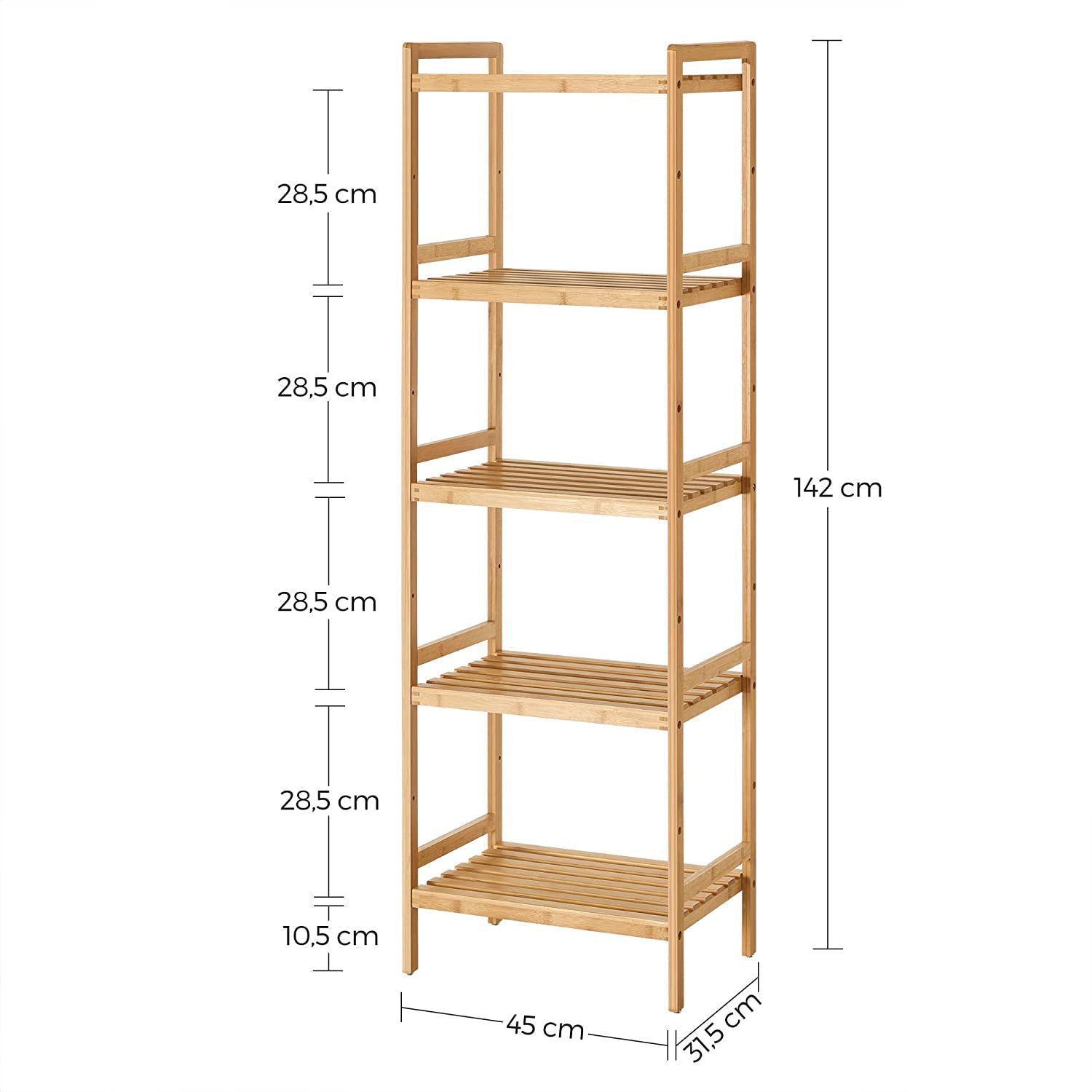Kupaonska polica od bambusa 45 x 31,5 x 142 cm | SONGMICS-vitahome.hr