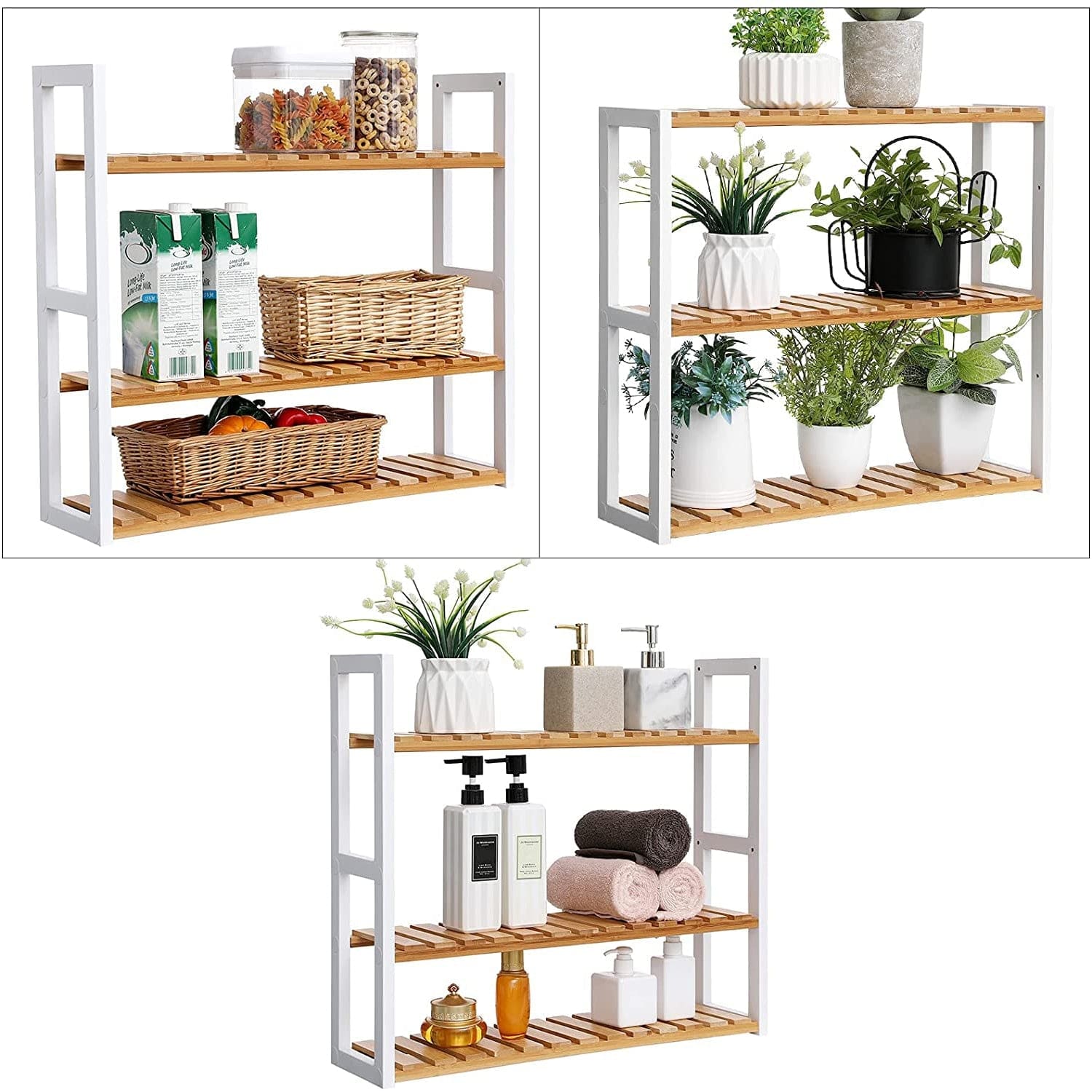 Kupaonska polica od bambusa u 3 razine 60 x 54 x 15 cm | SONGMICS-vitahome.hr