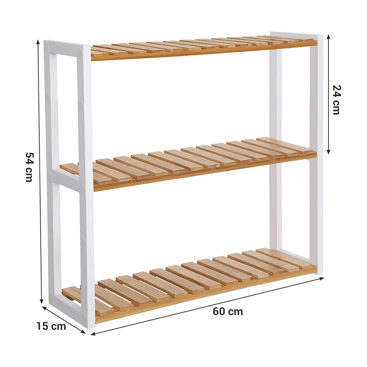 Kupaonska polica od bambusa u 3 razine 60 x 54 x 15 cm | SONGMICS-vitahome.hr