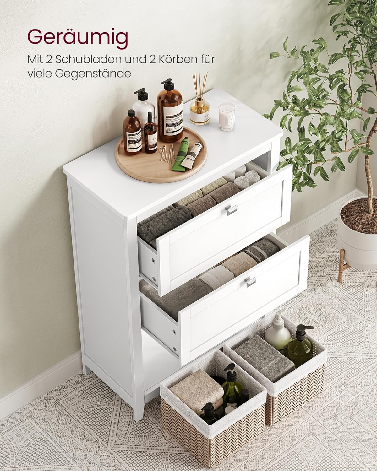 Kupaonski ormarić s 2 ladice 30 × 60 × 80 cm, bijeli