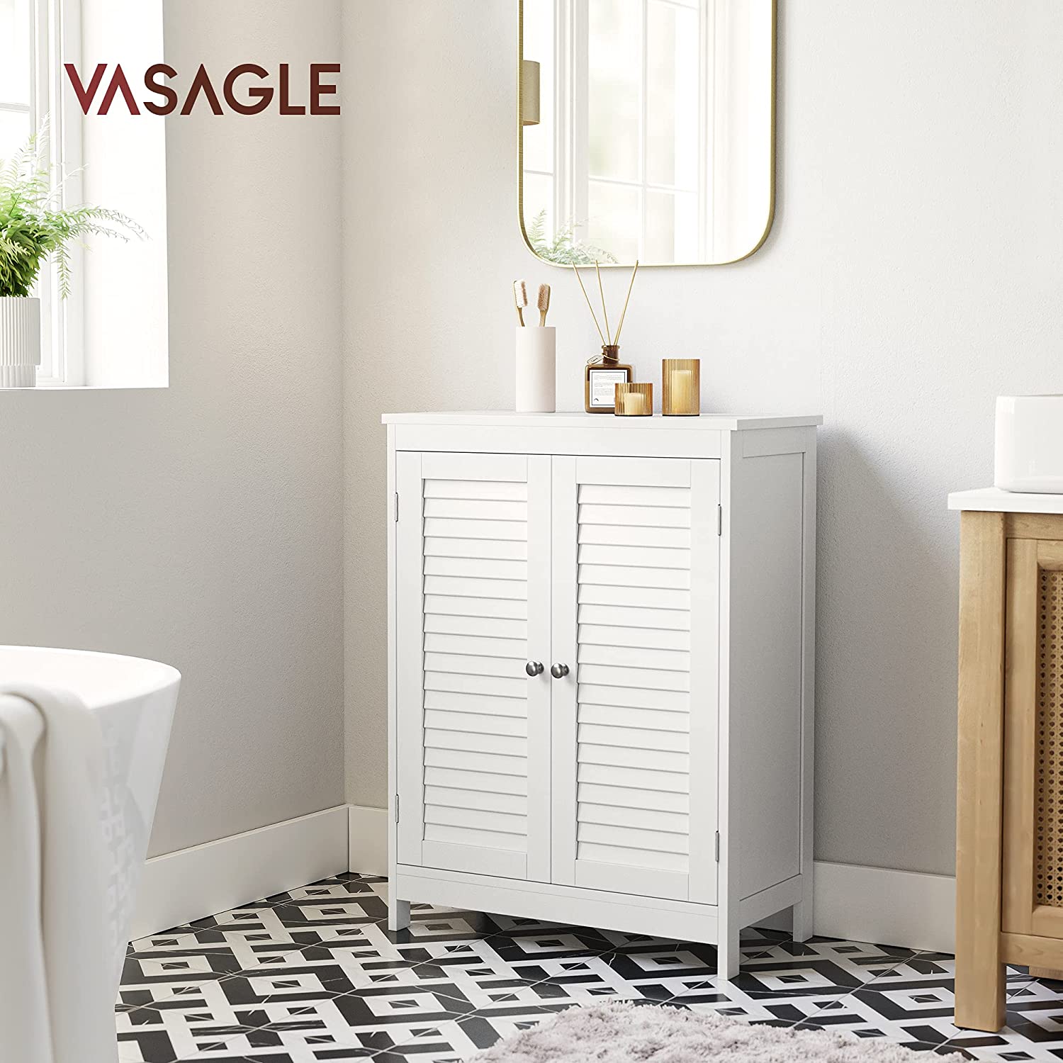 Kupaonski ormarić s 2 vrata u skandinavskom stilu, 60 x 80 x 30 cm, bijeli | VASAGLE-vitahome.hr