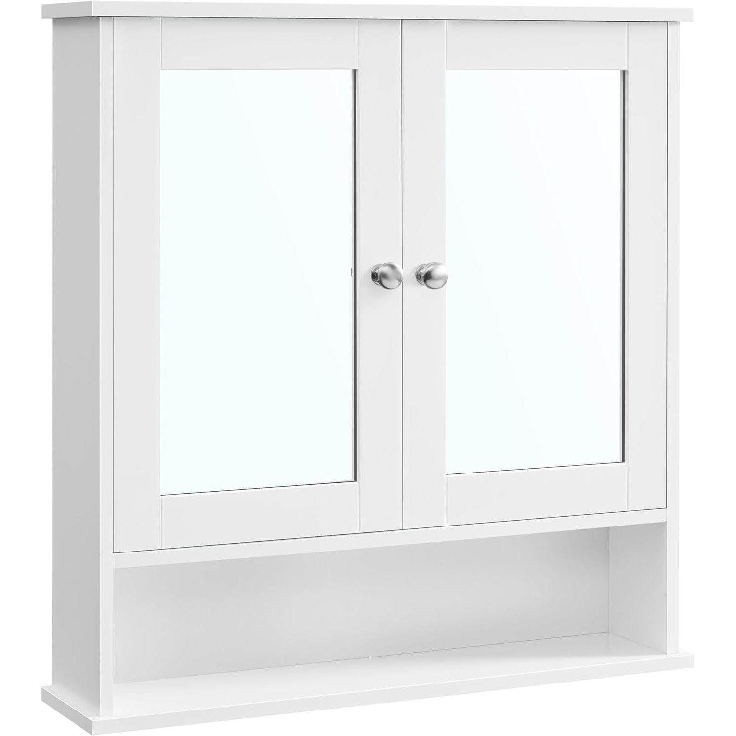 Kupaonski ormarić s ogledalom i otvorenim pretincem, 15 x 65 x 75 cm, bijeli | VASAGLE-vitahome.hr