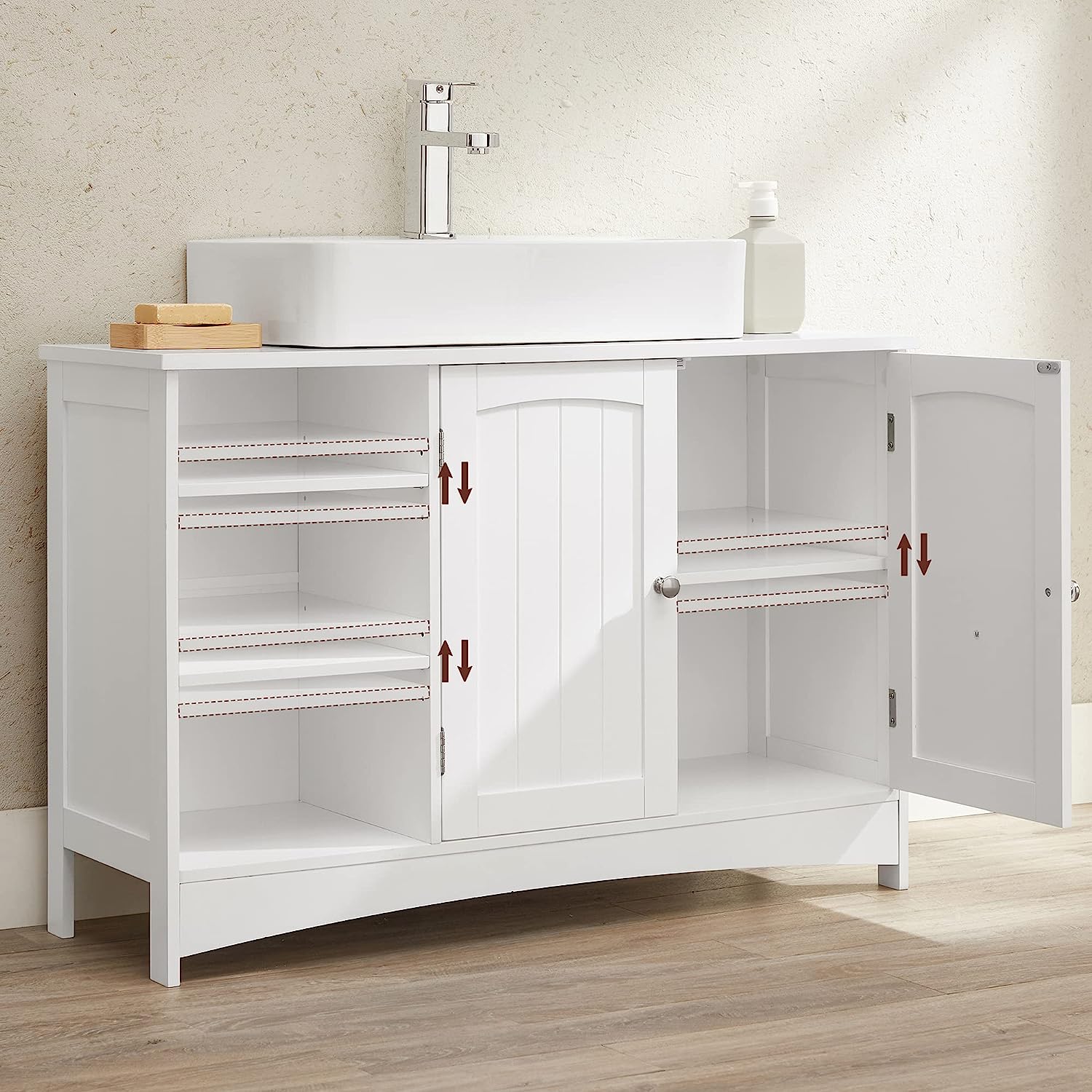 Kupaonski ormarić s otvorenom policom za umivaonik, 90 x 30 x 60 cm, bijeli | VASAGLE-vitahome.hr