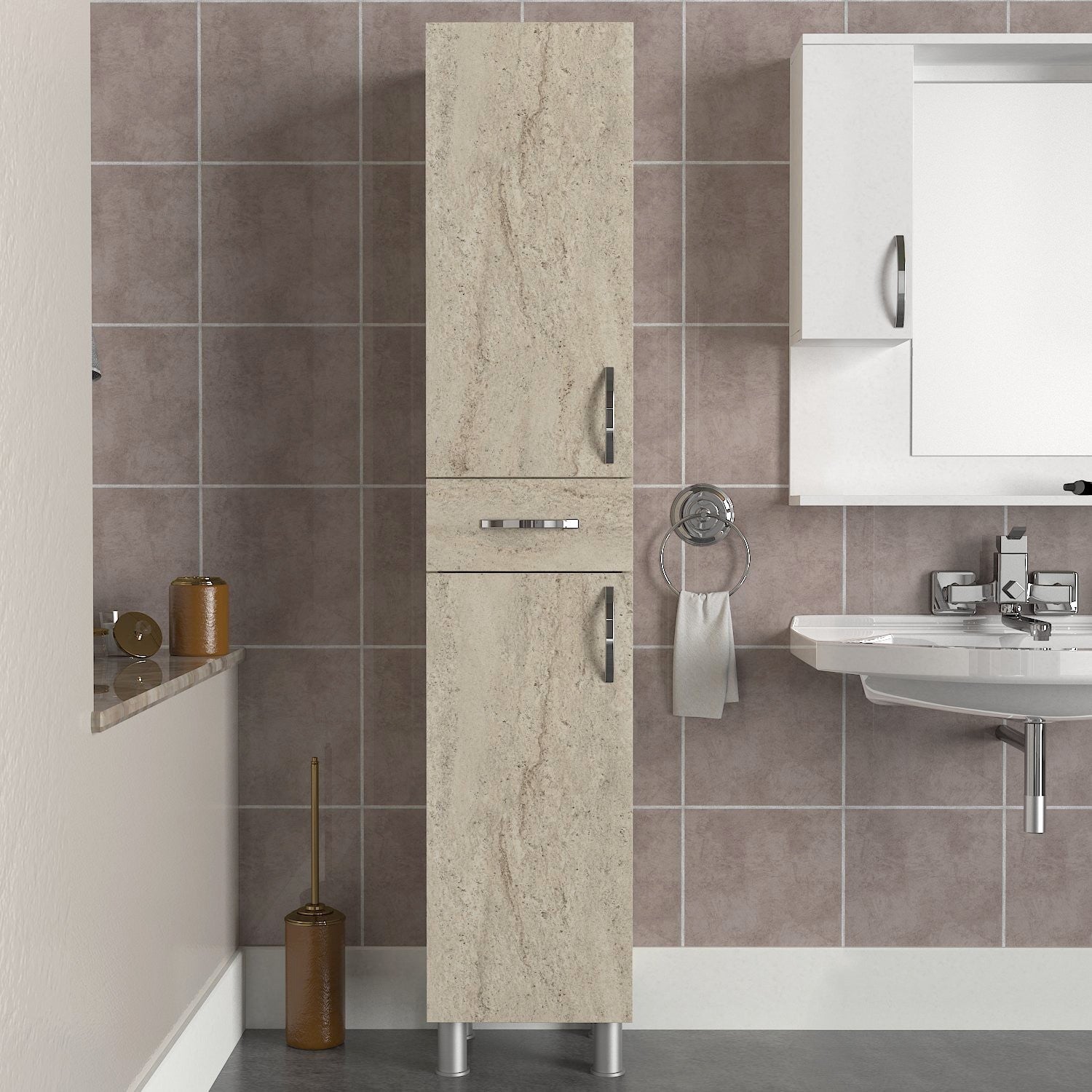 Kupaonski ormarić Selin 2 Doors 1 Drawer | AG-vitahome.hr