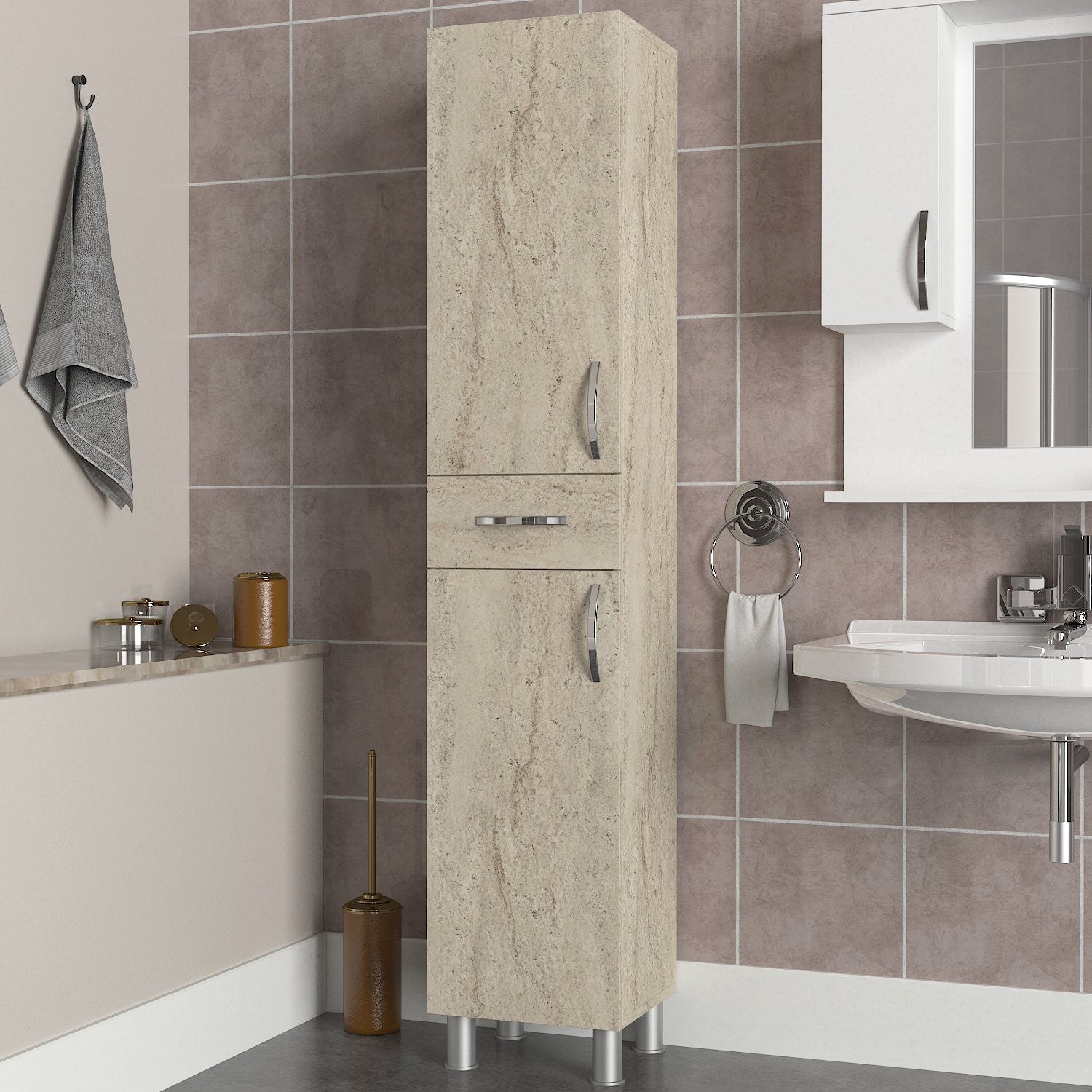 Kupaonski ormarić Selin 2 Doors 1 Drawer | AG-vitahome.hr