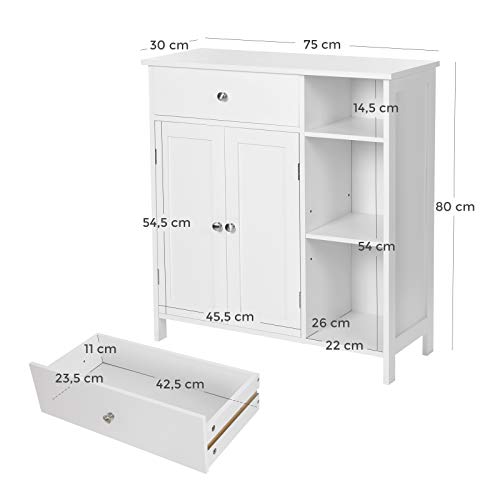 Kupaonski ormarić skandinavskog stila, 75 x 30 x 80 cm, mat bijela boja | VASAGLE-vitahome.hr
