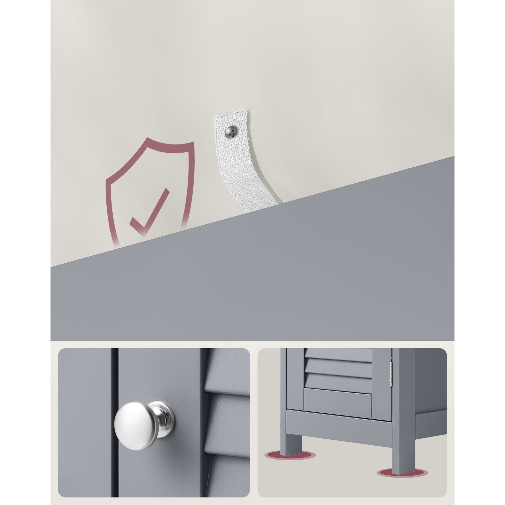 Kupaonski ormaric za odlaganje, tanki kupaonski organizator, 30x32x87 cm, siva | VASAGLE-vitahome.hr