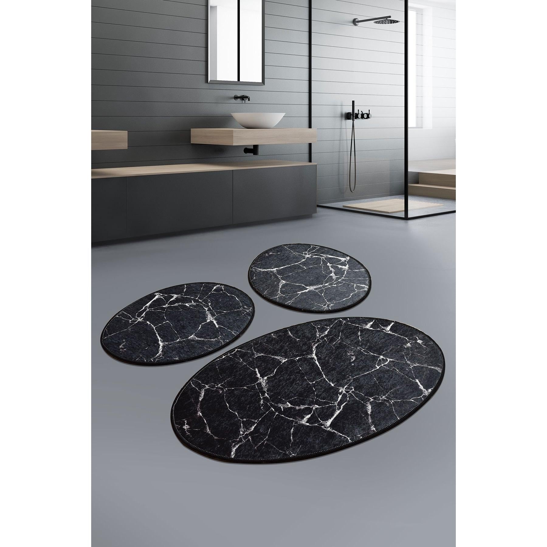 Kupaonski prostirač Postavi (3 kom) Marble - Crna | AG-vitahome.hr