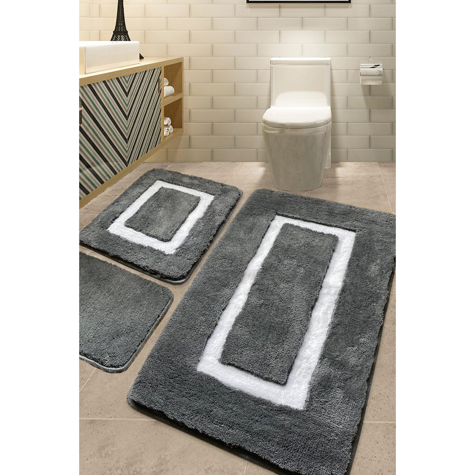 Kupaonski prostirač Postavi (3 kom) Quadrato Frame - Antracit | AG-vitahome.hr