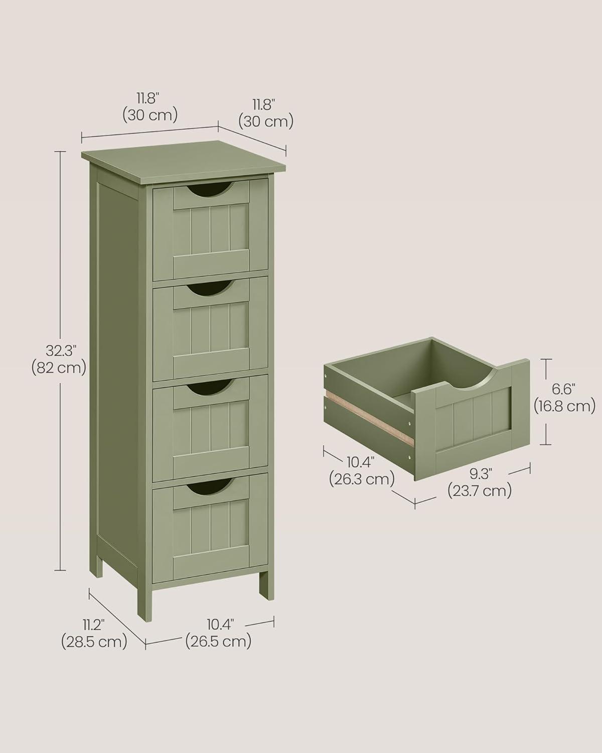 Kupaonski samostojeći ormarić za pohranu 30x30x82 cm, lovor zelena
