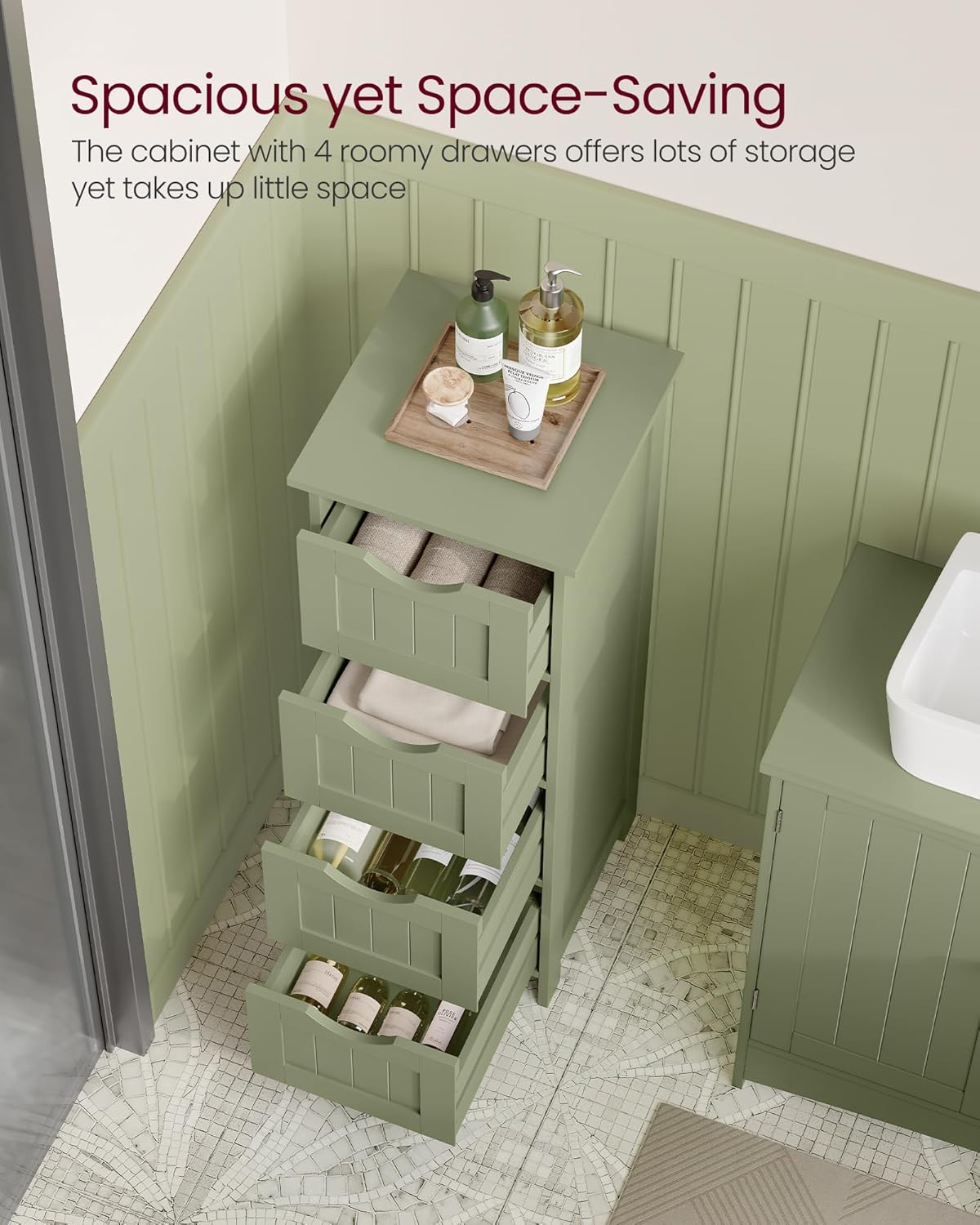 Kupaonski samostojeći ormarić za pohranu 30x30x82 cm, lovor zelena