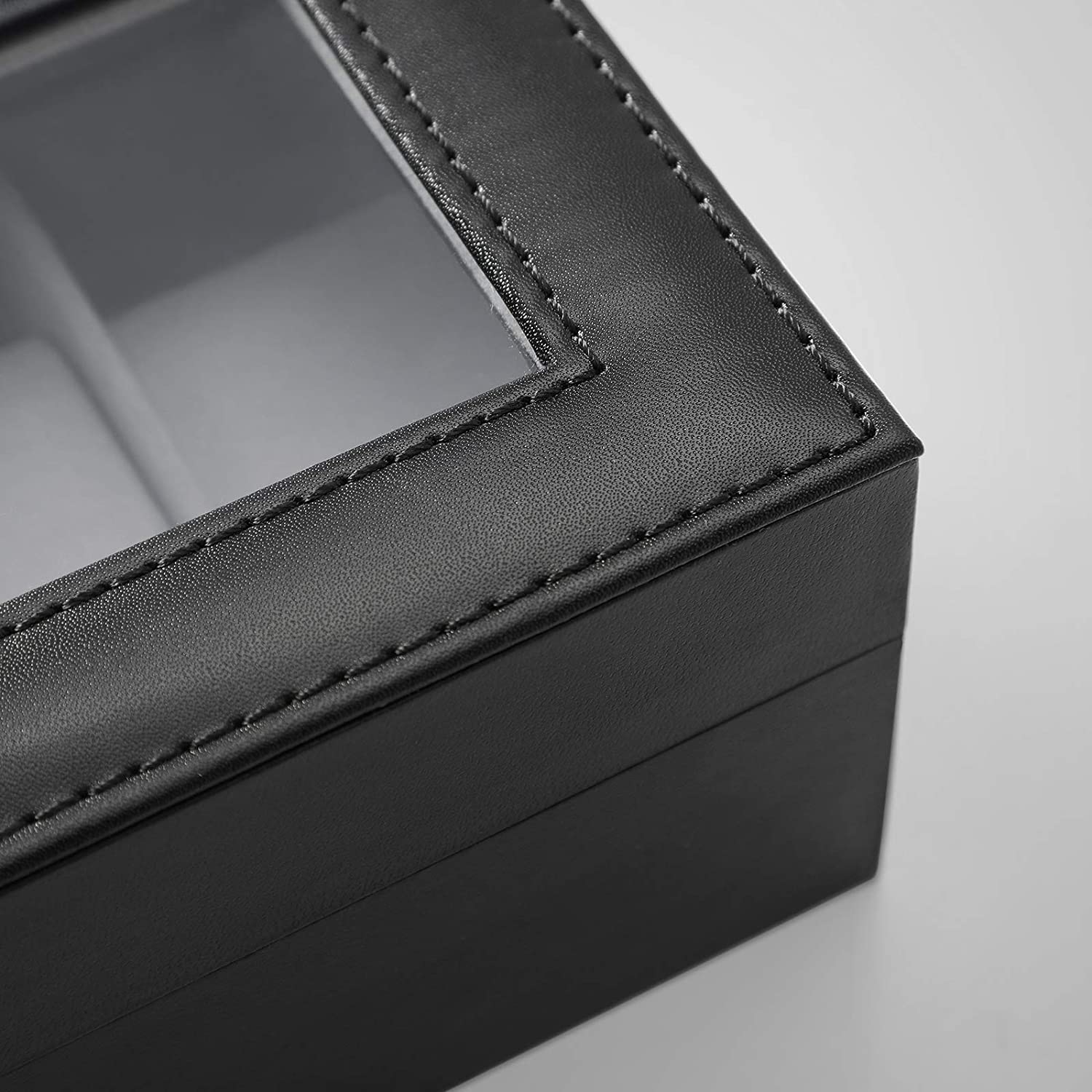 Kutija za 6 satova sa staklenim poklopcem i bravom, 30 x 8 x 11,2 cm, crna | SONGMICS-vitahome.hr