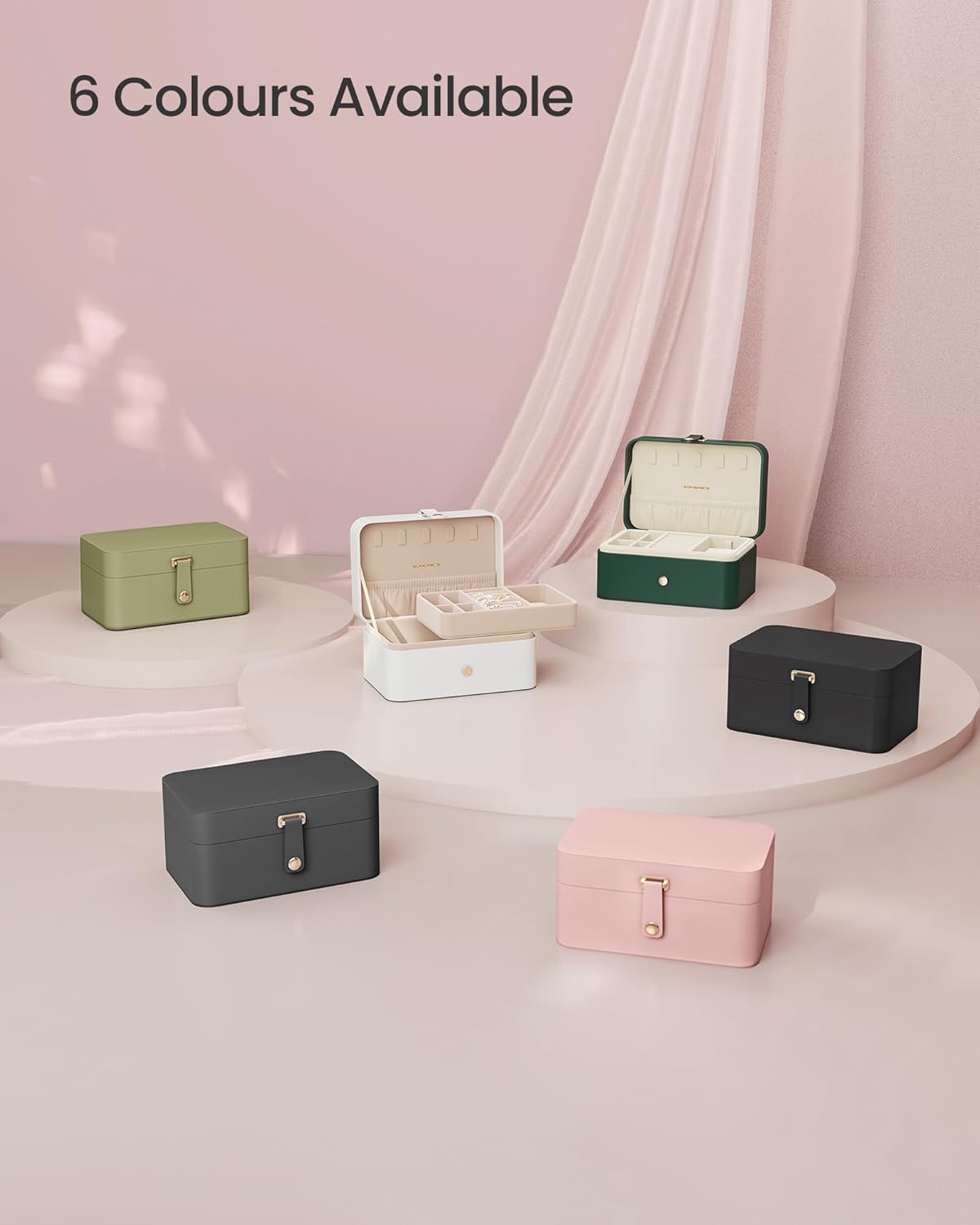 Kutija za nakit, dvorazinska pohrana, 11 x 16 x 8 cm, ružičasta