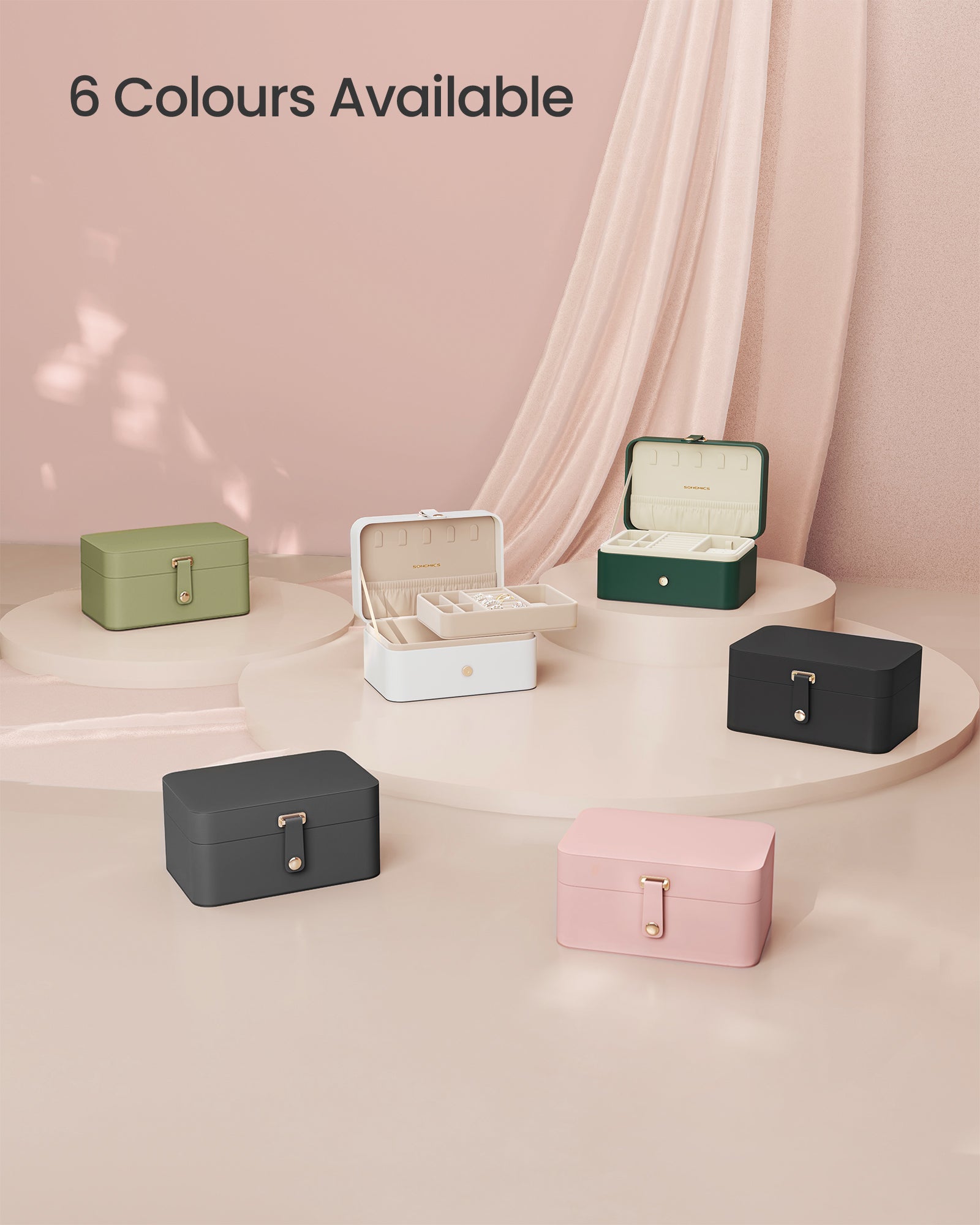 Kutija za nakit, dvorazinska pohrana nakita, 11 x 16 x 8 cm, oblačno bijela