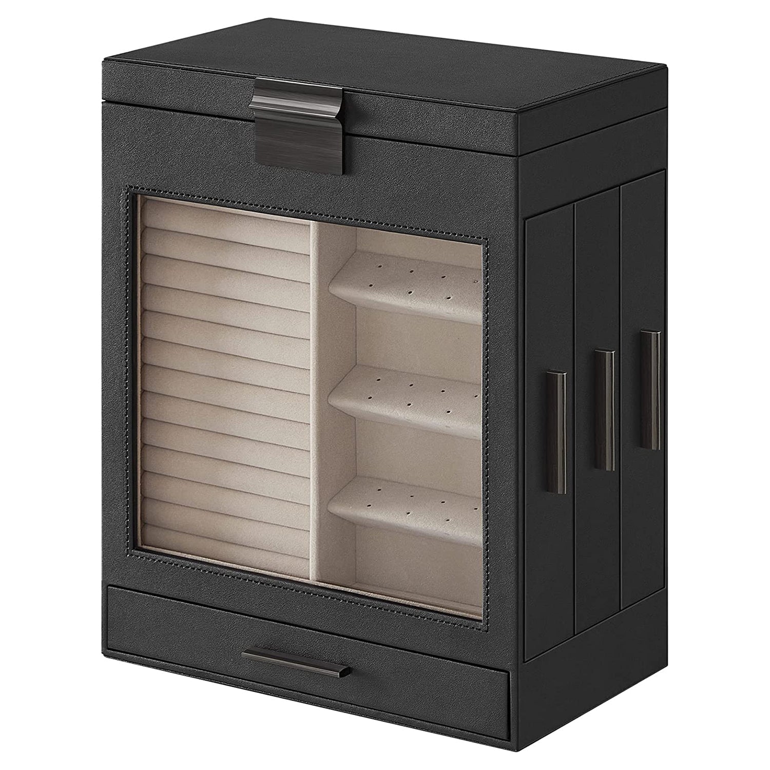 Kutija za nakit na 5 razina s ogledalom, 15.5x26.2x32 cm, crne boje | SONGMICS-vitahome.hr