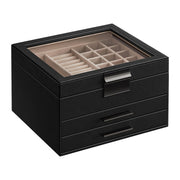 Kutija za nakit sa staklenim poklopcem i 2 ladice, 23x20x13,5 cm, crna-srebrna| SONGMICS | SONGMICS-vitahome.hr
