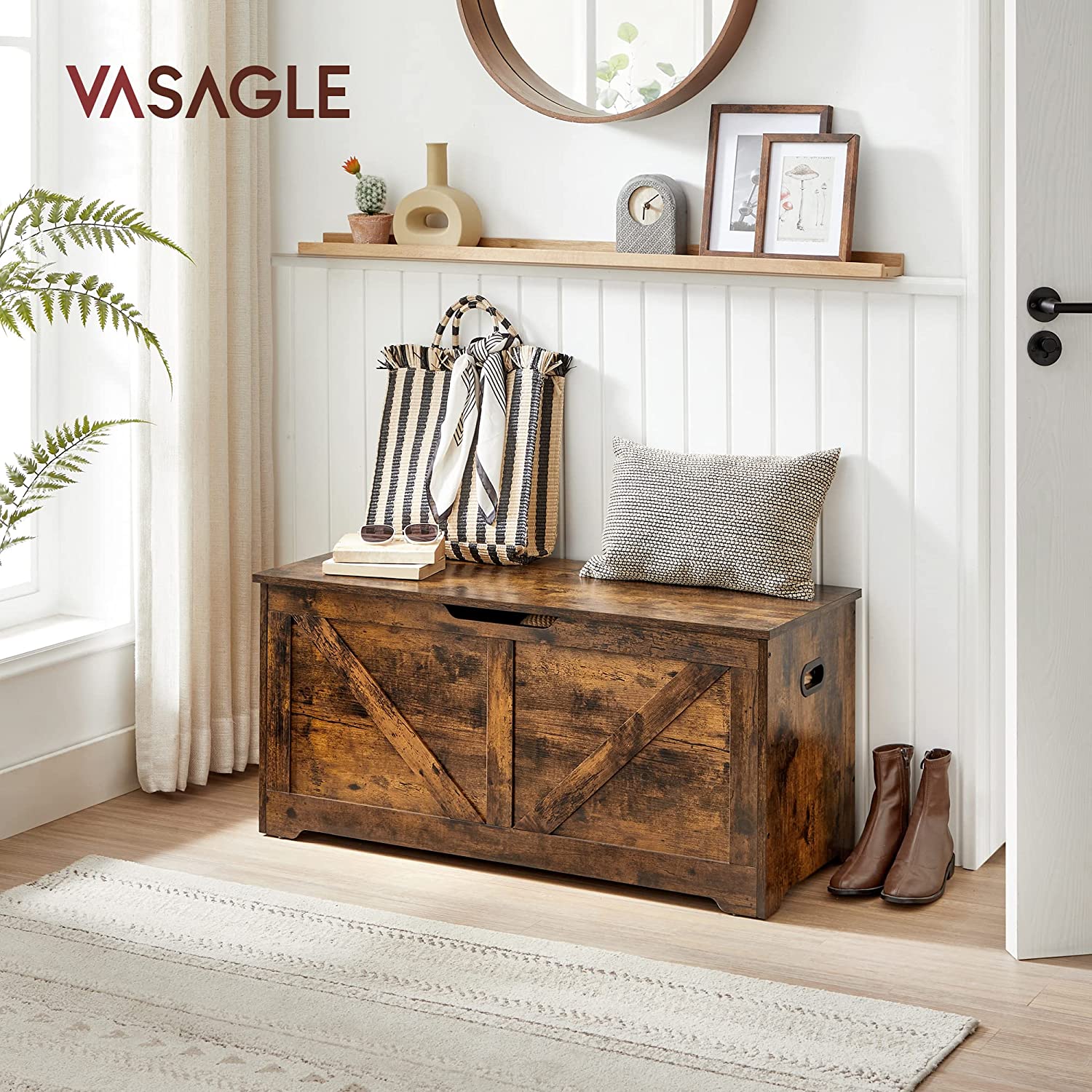 Kutija za odlaganje, kutija za sjedenje 100 x 46 x 40 cm rustikalno smeđa | Vasagle-vitahome.hr