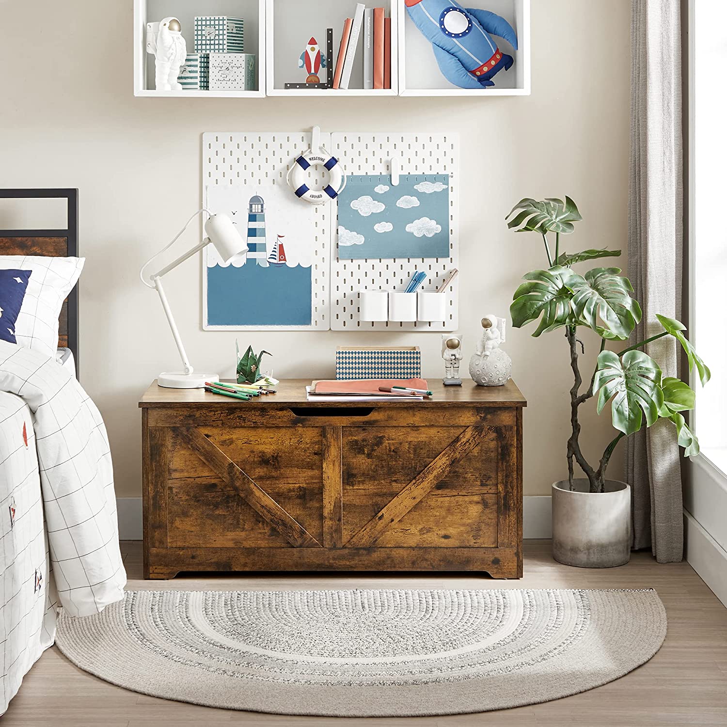 Kutija za odlaganje, kutija za sjedenje 100 x 46 x 40 cm rustikalno smeđa | Vasagle-vitahome.hr