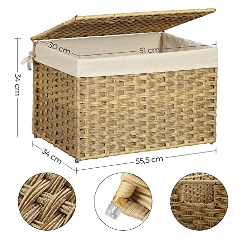 Kutija za pohranu u rattan stilu, 55,5 x 34 x 34 cm, prirodna boje | SONGMICS-vitahome.hr