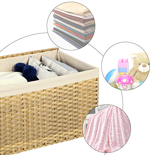 Kutija za pohranu u rattan stilu, 55,5 x 34 x 34 cm, prirodna boje | SONGMICS-vitahome.hr