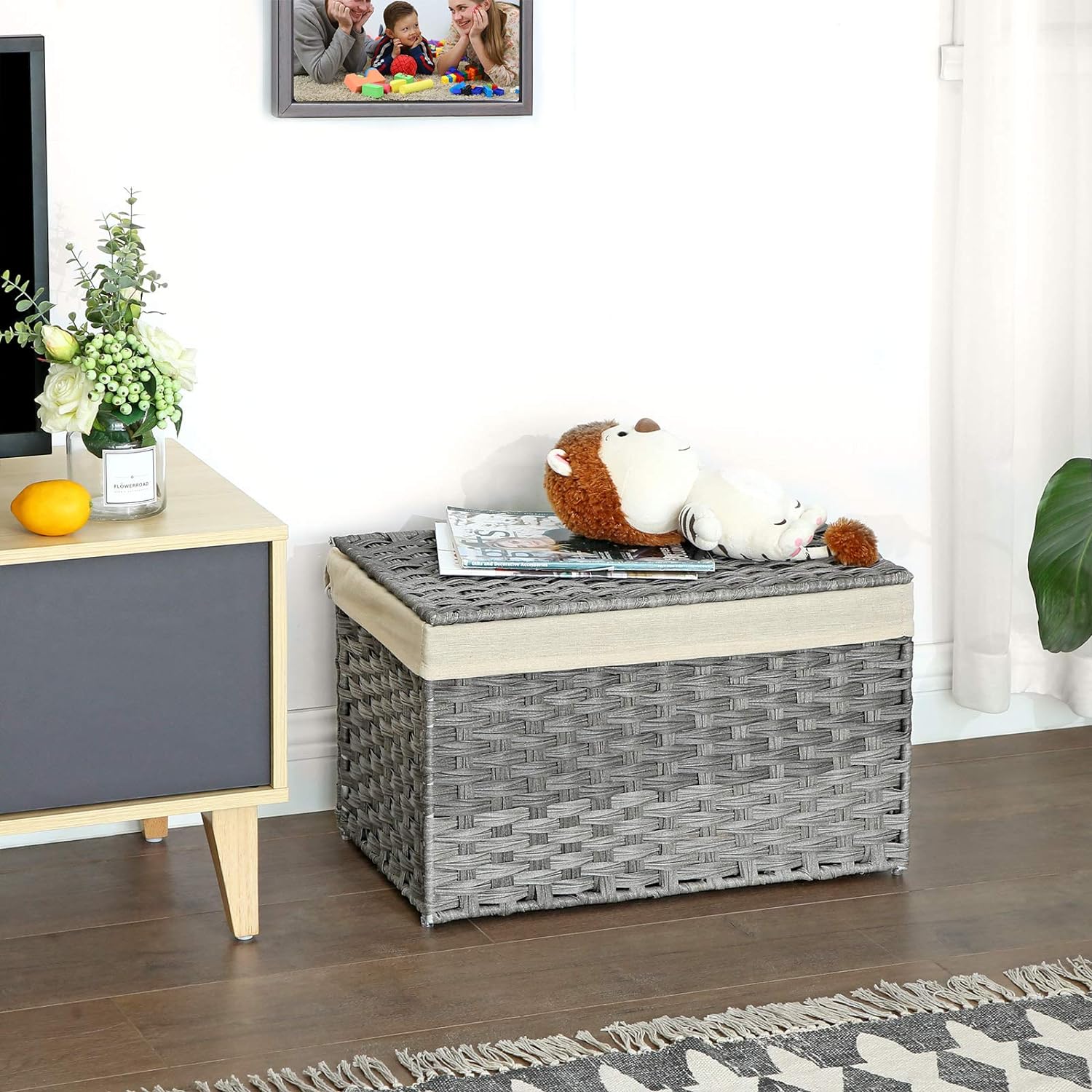 Kutija za pohranu u stilu ratana, košara za pohranu, 65 litara, siva| SONGMICS | SONGMICS-vitahome.hr