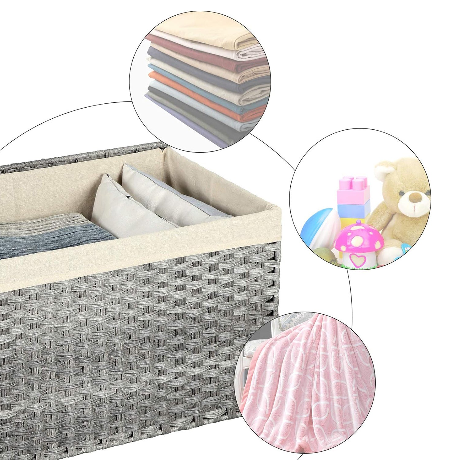 Kutija za pohranu u stilu ratana, košara za pohranu, 65 litara, siva| SONGMICS | SONGMICS-vitahome.hr