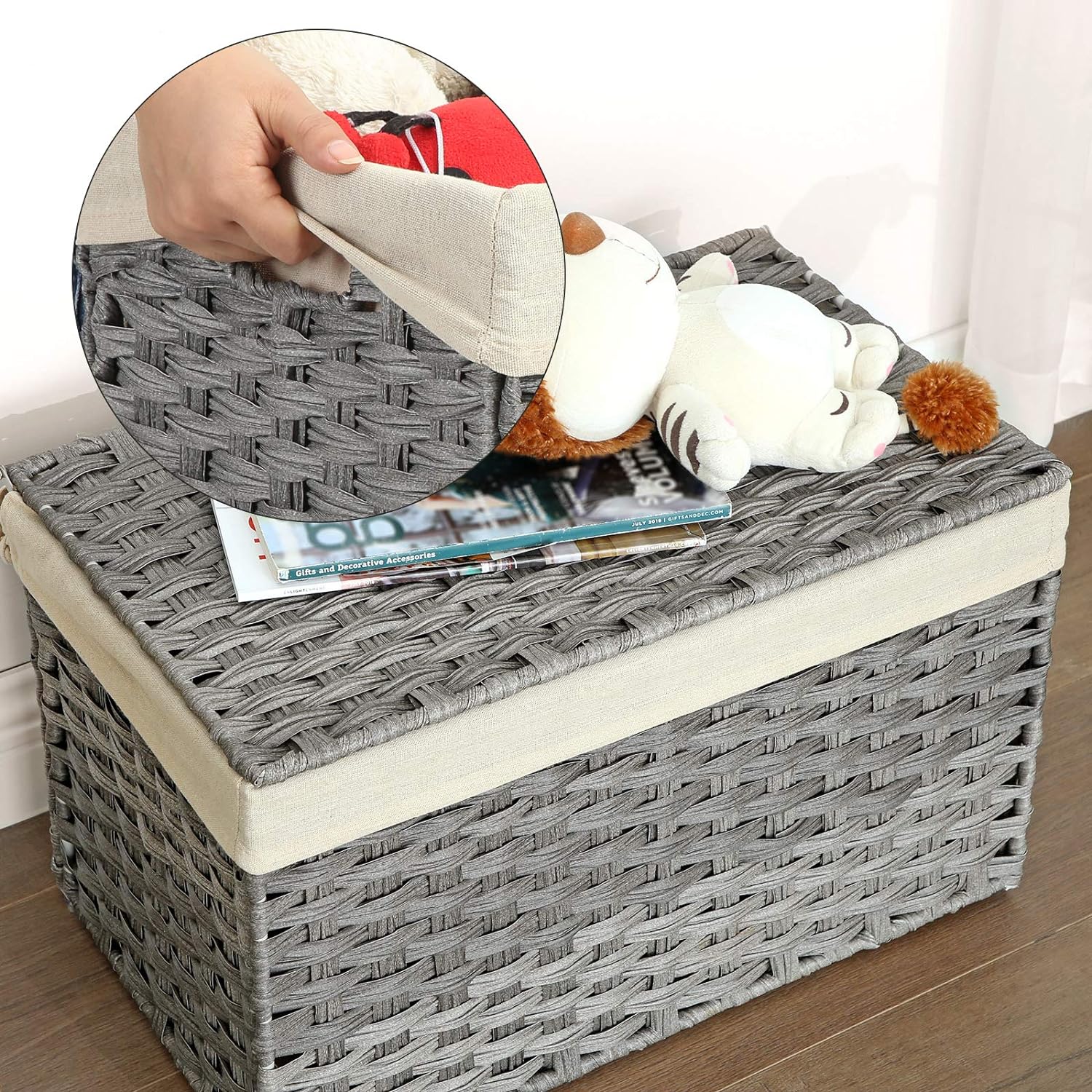 Kutija za pohranu u stilu ratana, košara za pohranu, 65 litara, siva| SONGMICS | SONGMICS-vitahome.hr