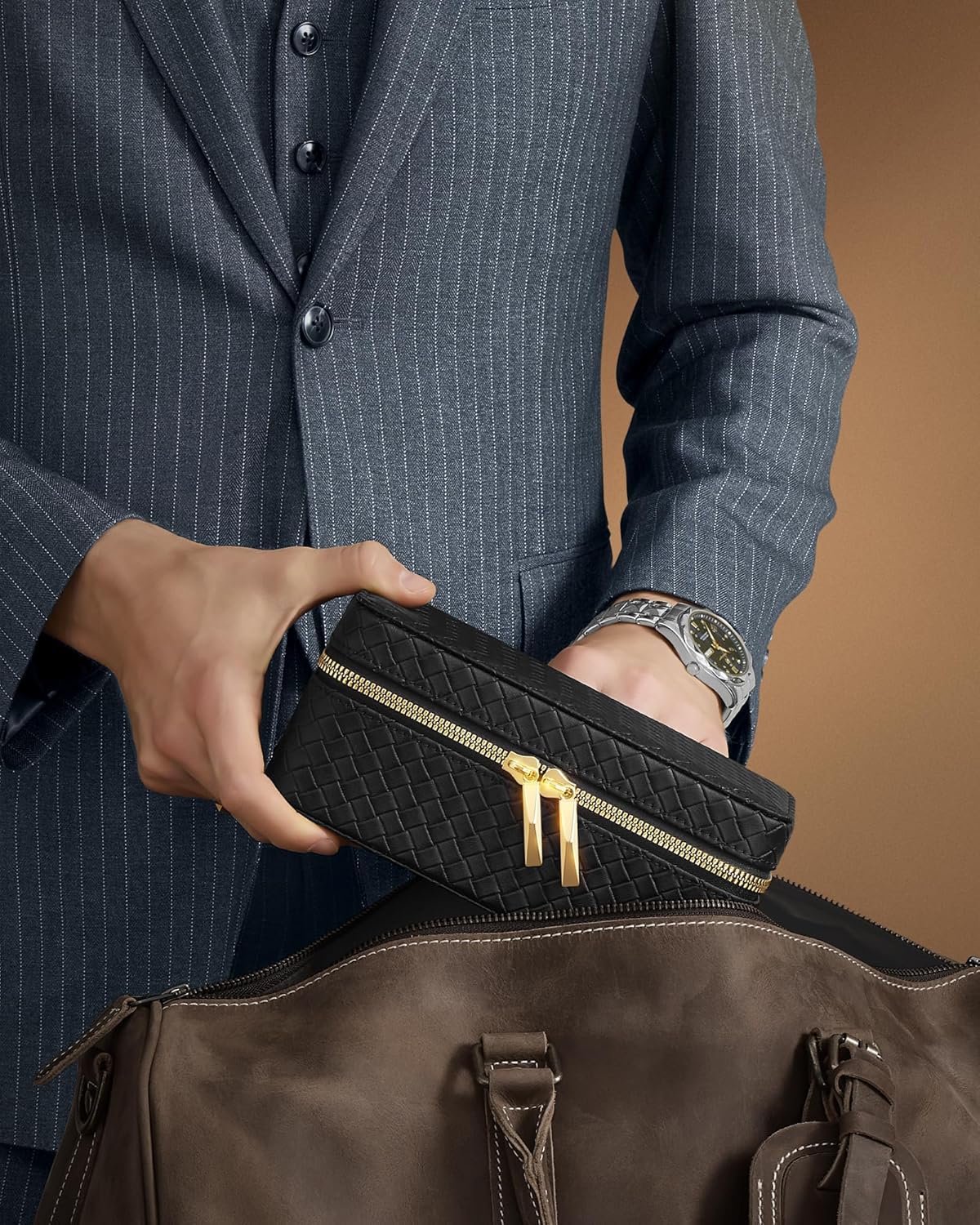 Kutija za satove od PU kože, 10 x 20 x 9 cm, crne boje | SONGMICS-SONGMICS-Vita Home