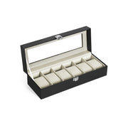 Kutija za satove s 6 pretinaca, 11,2 x 30 x 8 cm, crna