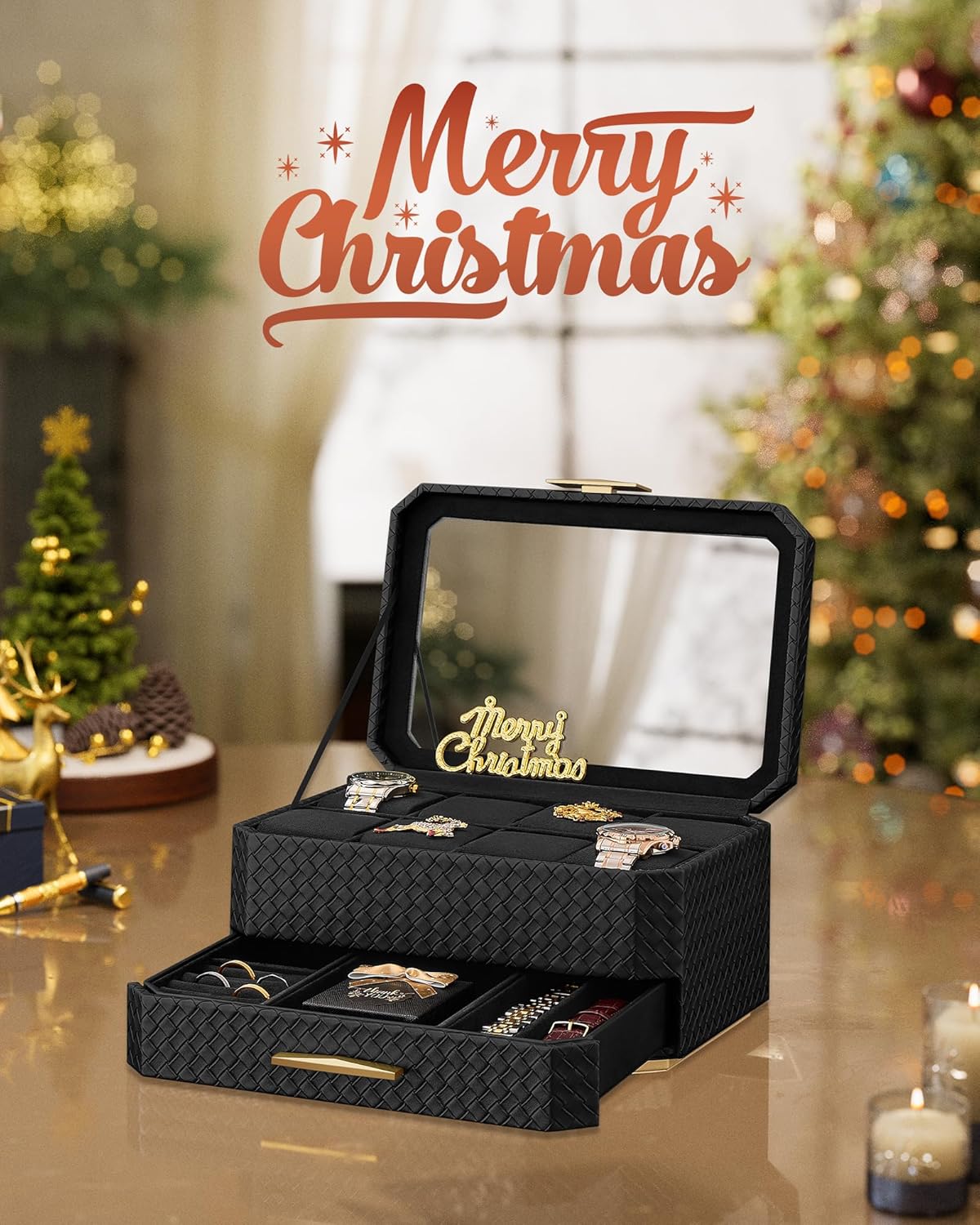 Kutija za satove s 8 odjeljaka, tinta crna