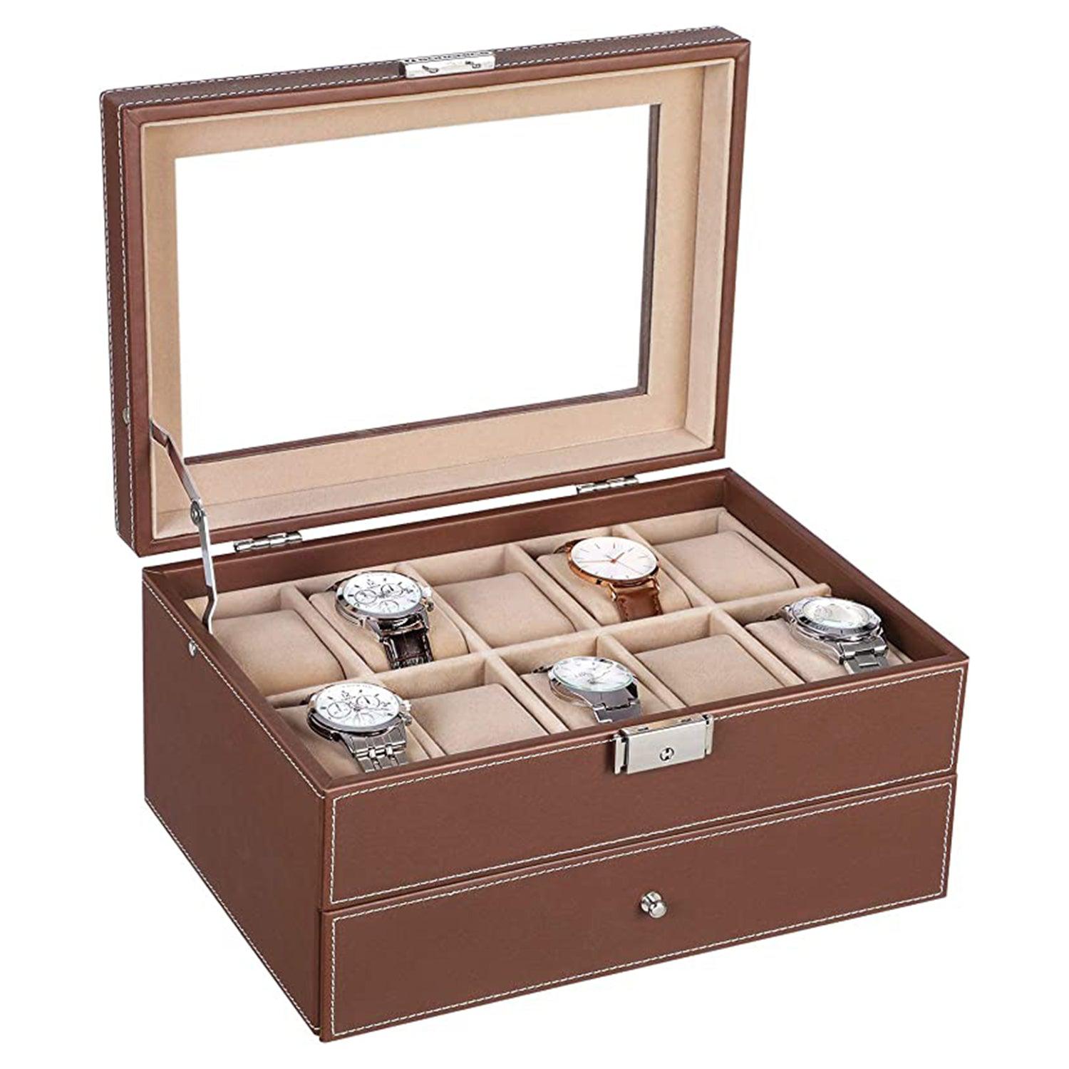 Kutija za satove za 10 satova 28,5 x 20,5 x 15 cm, smeđa | Vasdom.hr-vitahome.hr