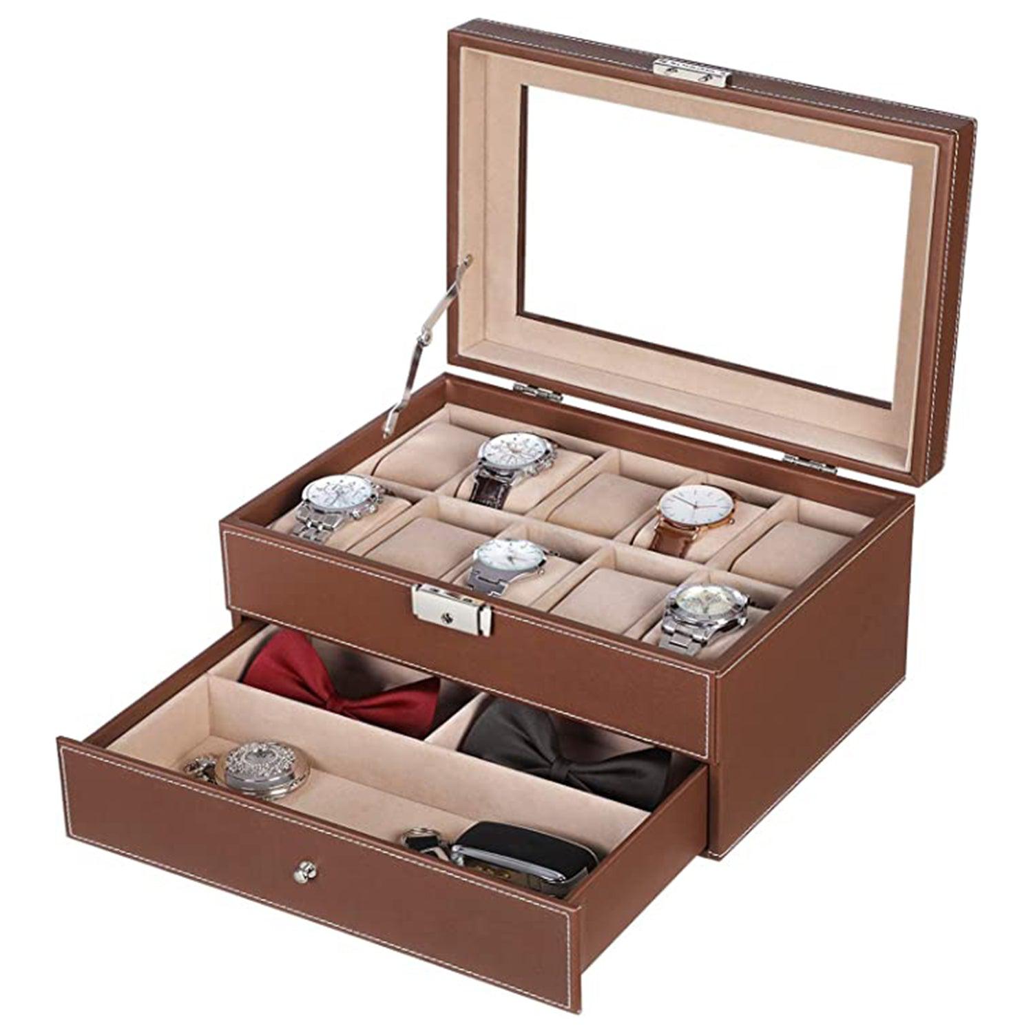 Kutija za satove za 10 satova 28,5 x 20,5 x 15 cm, smeđa | Vasdom.hr-vitahome.hr