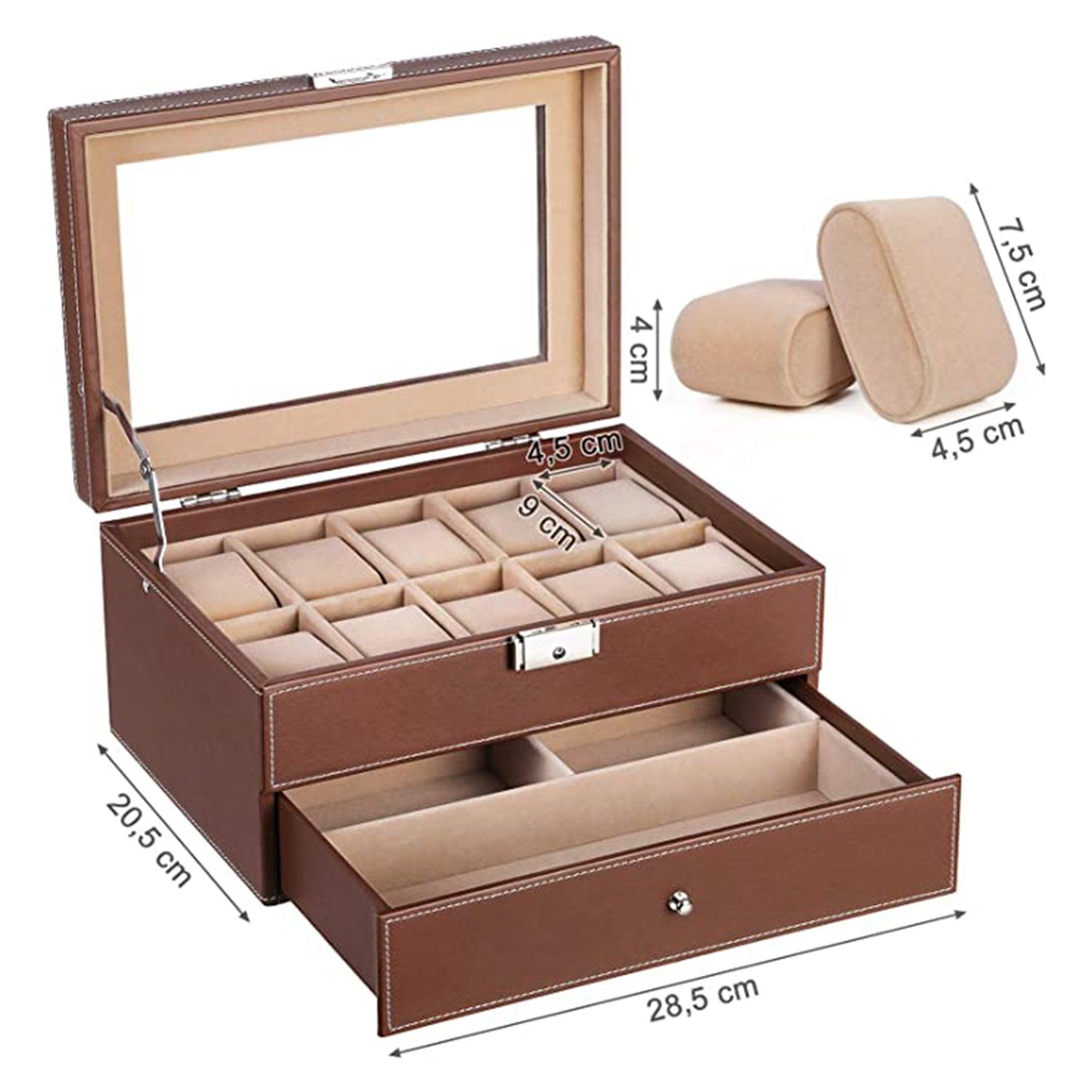 Kutija za satove za 10 satova 28,5 x 20,5 x 15 cm, smeđa | Vasdom.hr-vitahome.hr