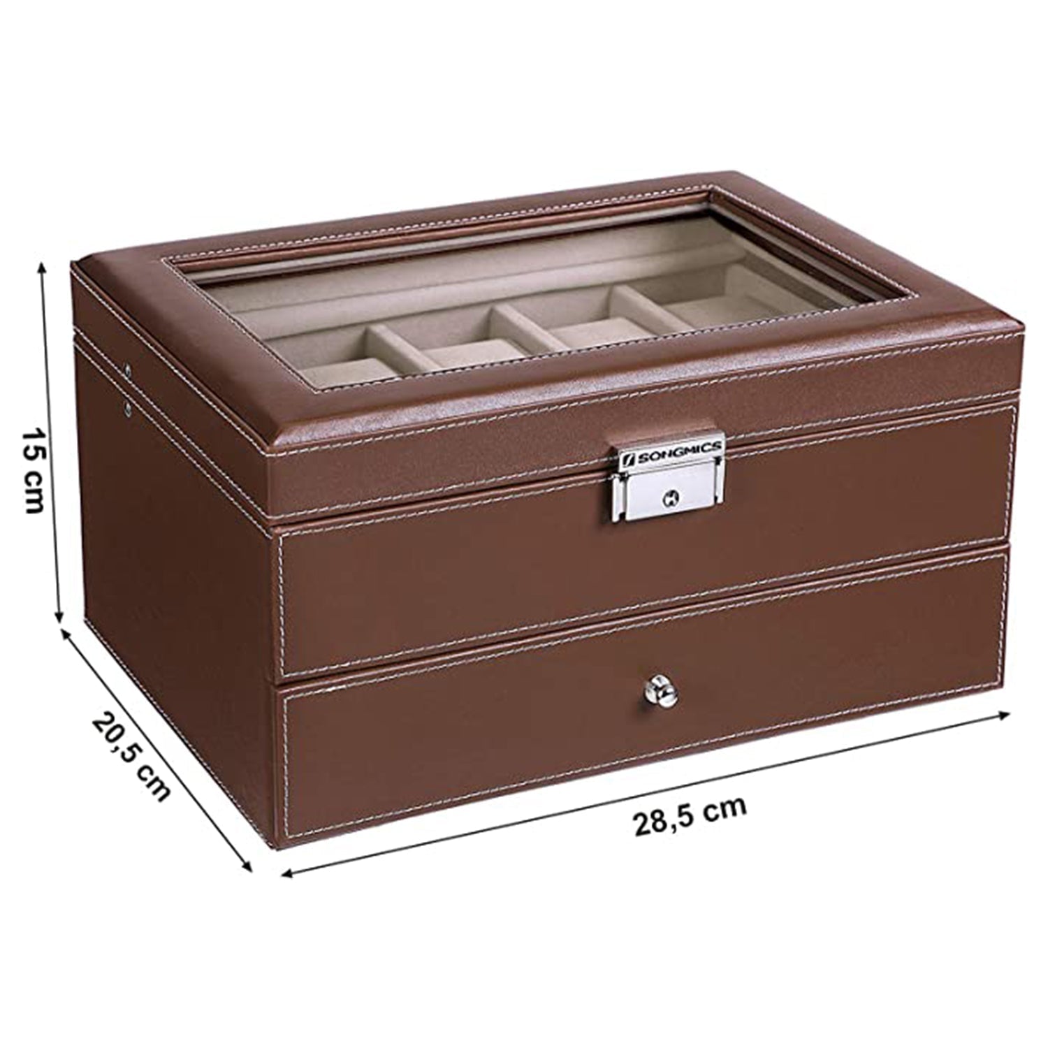 Kutija za satove za 10 satova 28,5 x 20,5 x 15 cm, smeđa | Vasdom.hr-vitahome.hr