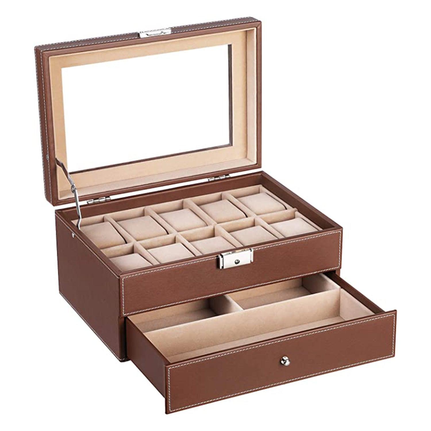Kutija za satove za 10 satova 28,5 x 20,5 x 15 cm, smeđa | Vasdom.hr-vitahome.hr