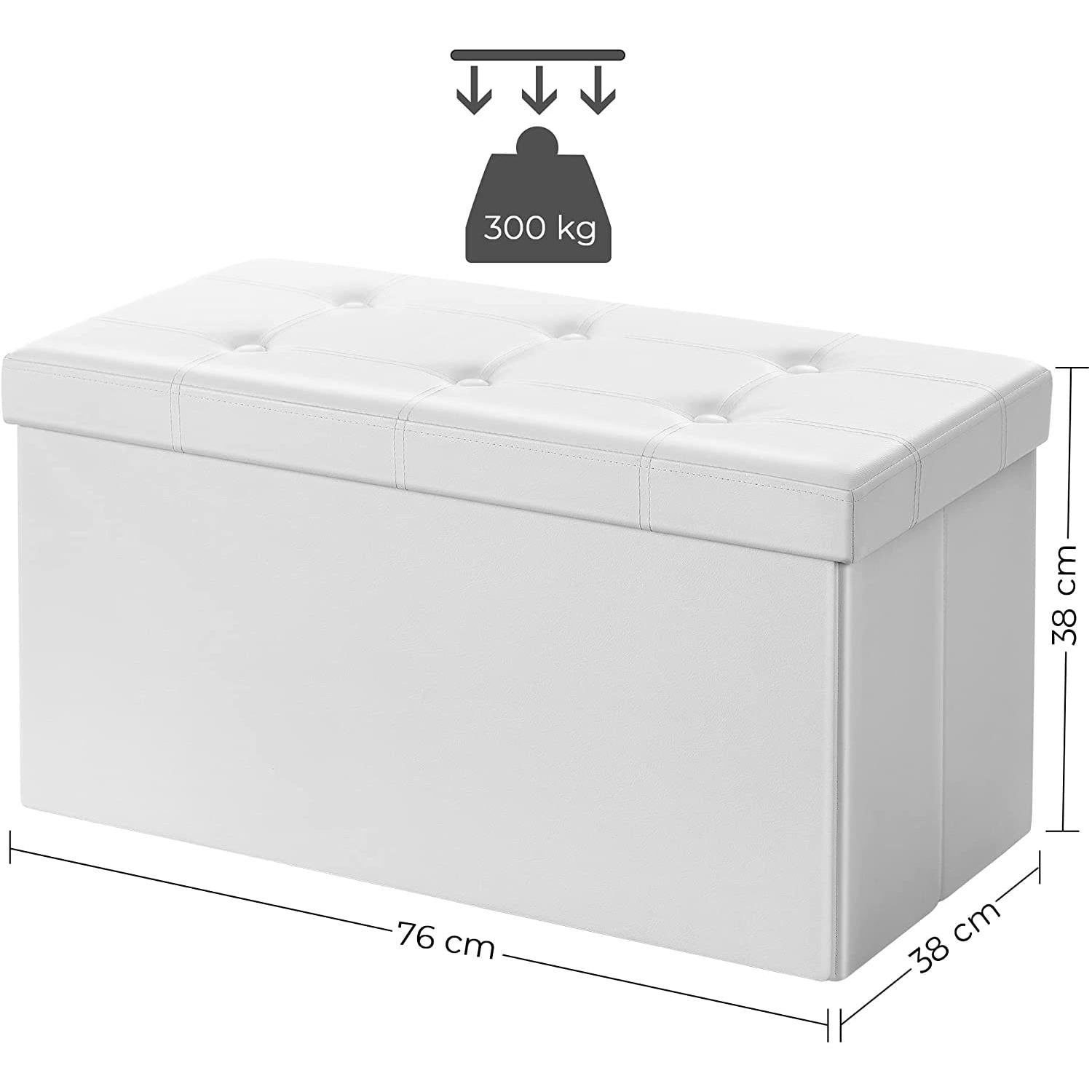 Kutija za sjedenje, sjedalo, kutija za odlaganje, 76 cm umjetna koža bijela | SONGMICS-vitahome.hr