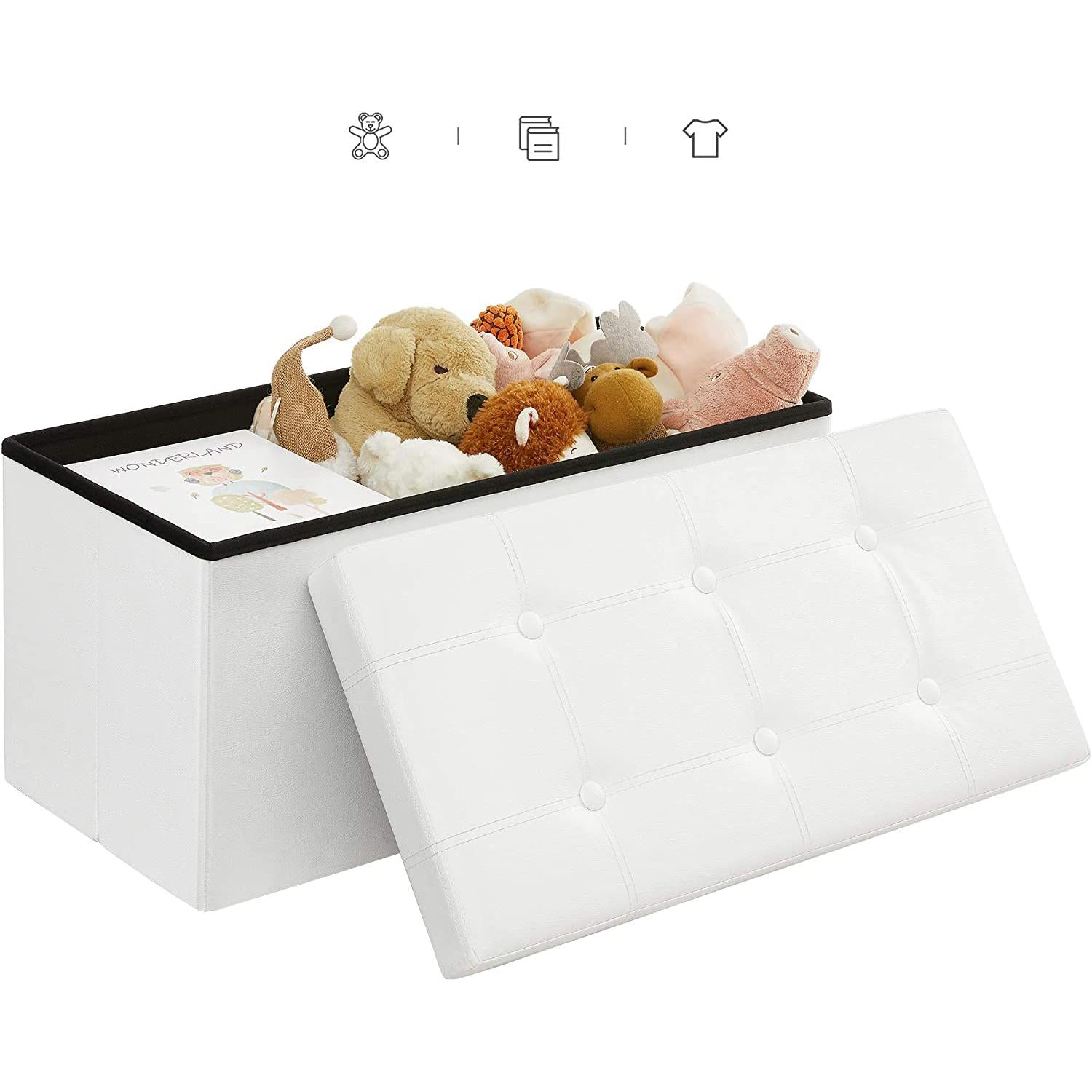 Kutija za sjedenje, sjedalo, kutija za odlaganje, 76 cm umjetna koža bijela | SONGMICS-vitahome.hr
