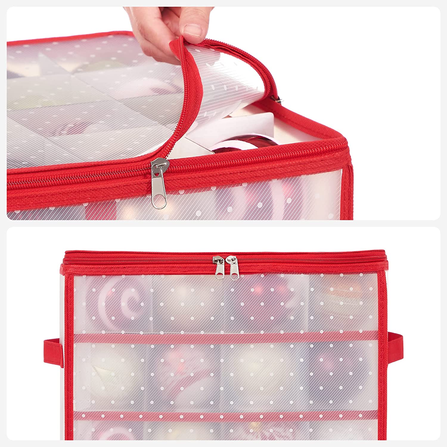 Kutije za pohranu božićnih ukrasa, set od 2 prozirno-crvene | SONGMICS-vitahome.hr