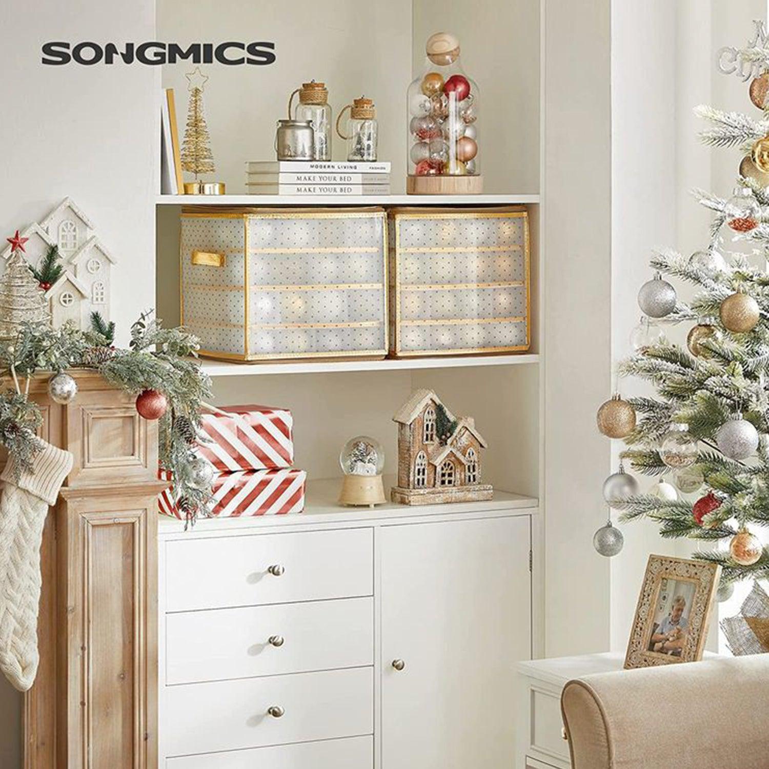 Kutije za pohranu božićnih ukrasa, set od 2 prozirno-zlatne | SONGMICS-vitahome.hr