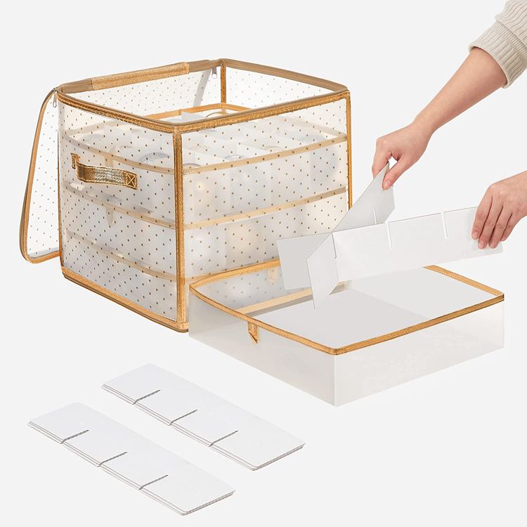 Kutije za pohranu božićnih ukrasa, set od 2 prozirno-zlatne | SONGMICS-vitahome.hr