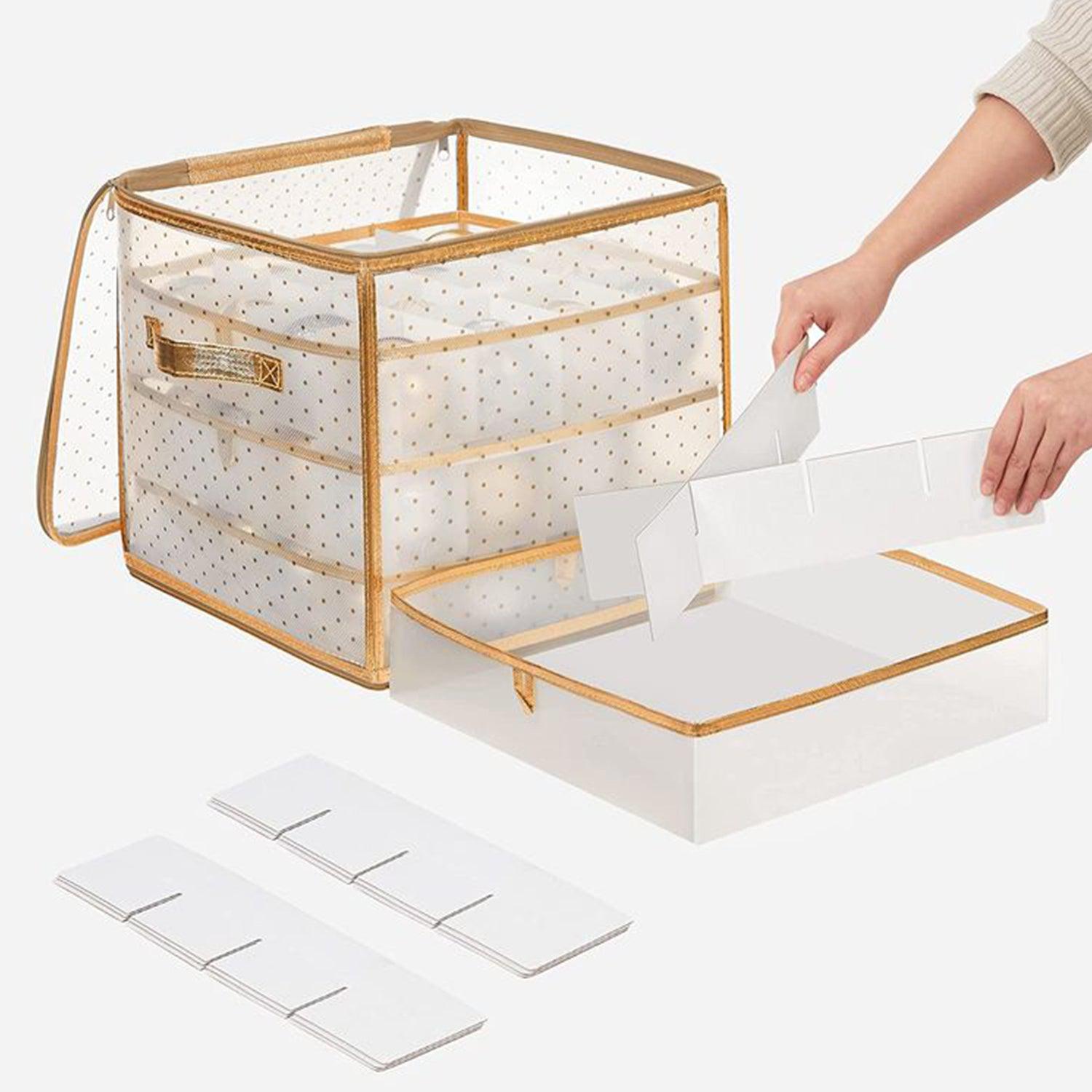 Kutije za pohranu božićnih ukrasa, set od 2 prozirno-zlatne | SONGMICS-vitahome.hr
