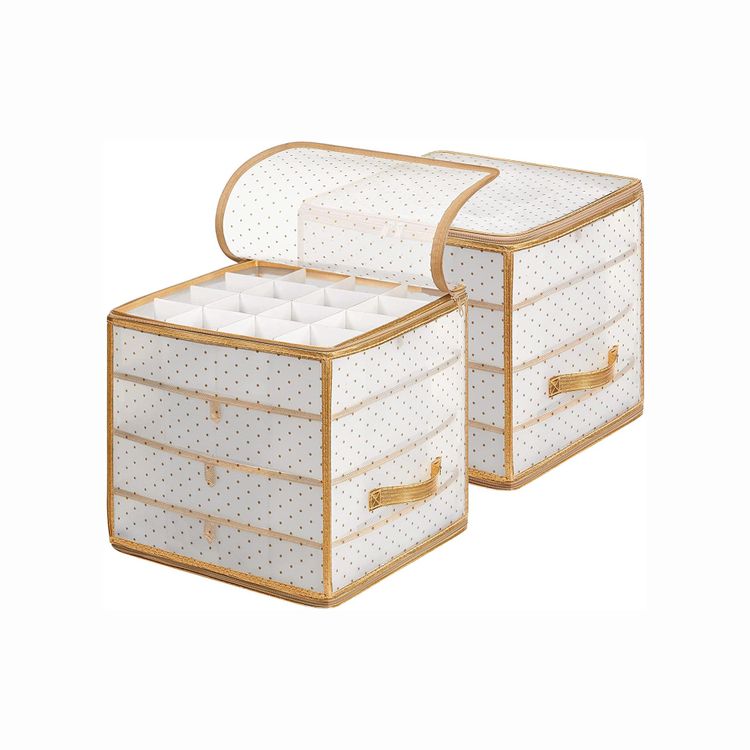 Kutije za pohranu božićnih ukrasa, set od 2 prozirno-zlatne | SONGMICS-vitahome.hr