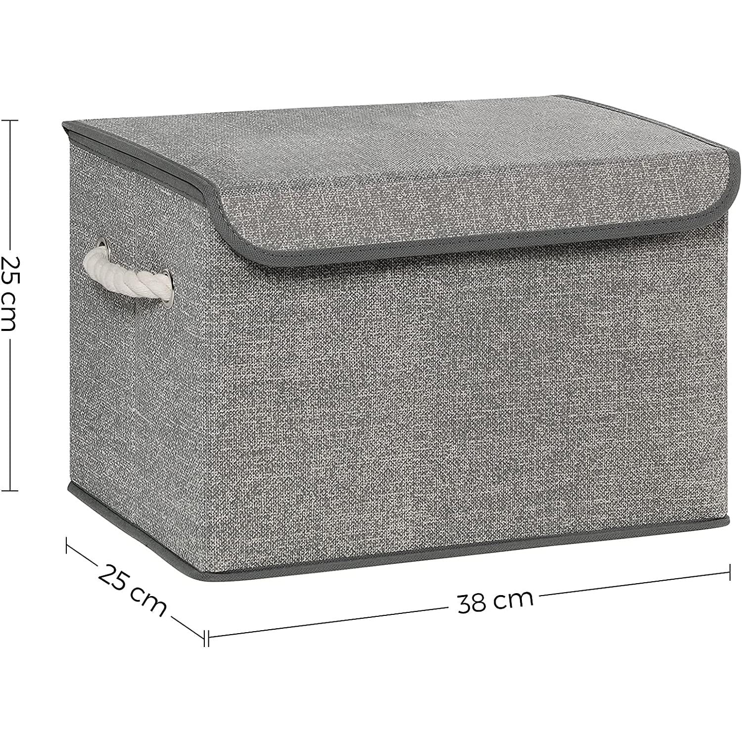 Kutije za pohranu s poklopcima, set od 3 komada, 38 x 25 x 25 cm, sive | SONGMICS-vitahome.hr