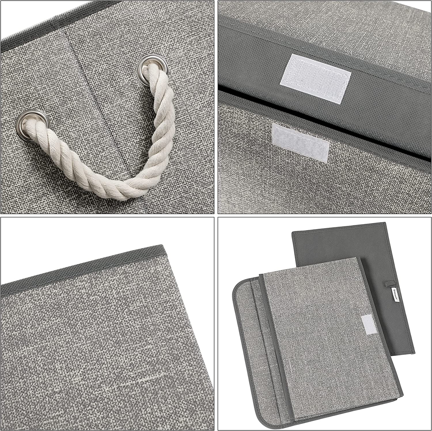 Kutije za pohranu s poklopcima, set od 3 komada, 38 x 25 x 25 cm, sive | SONGMICS-vitahome.hr