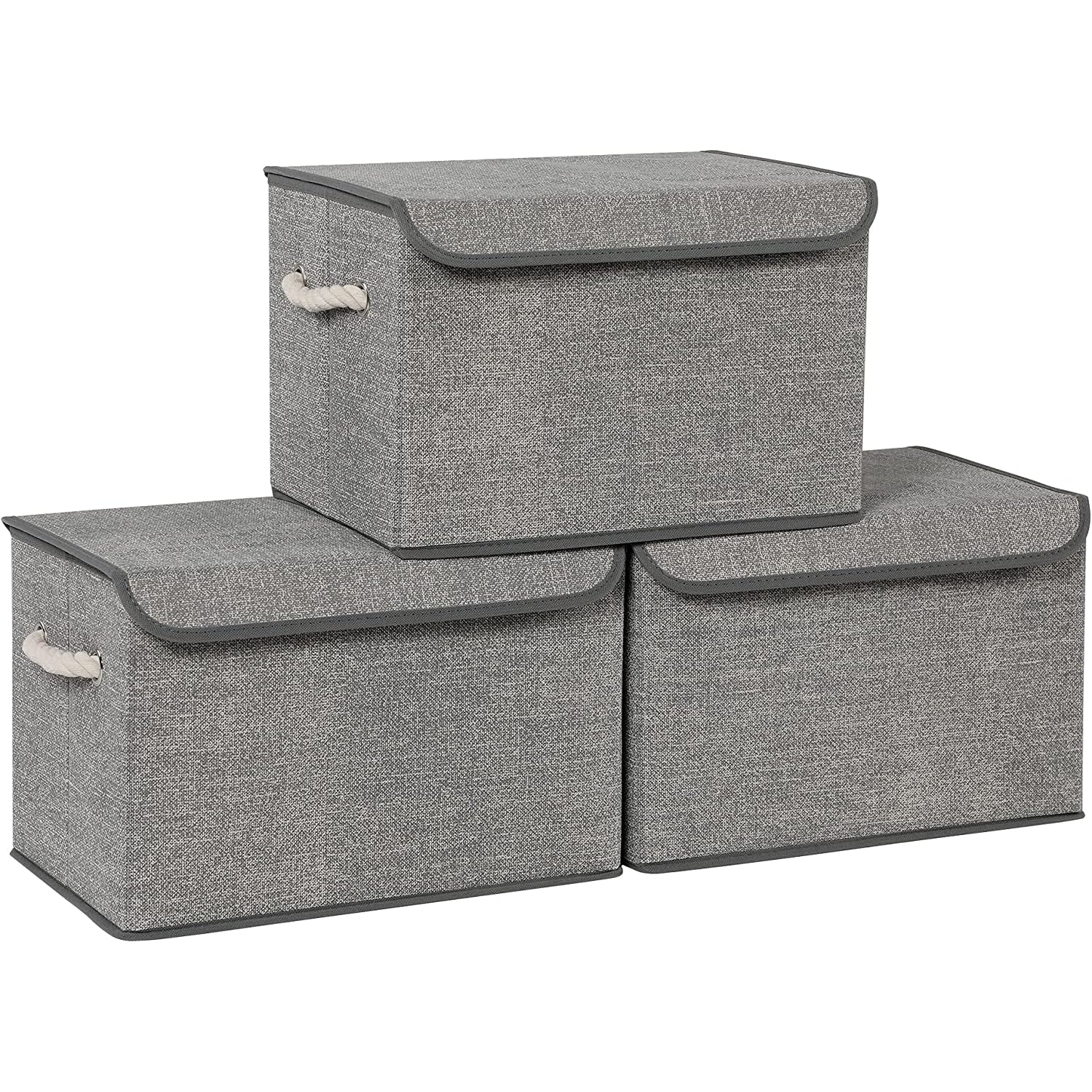 Kutije za pohranu s poklopcima, set od 3 komada, 38 x 25 x 25 cm, sive | SONGMICS-vitahome.hr