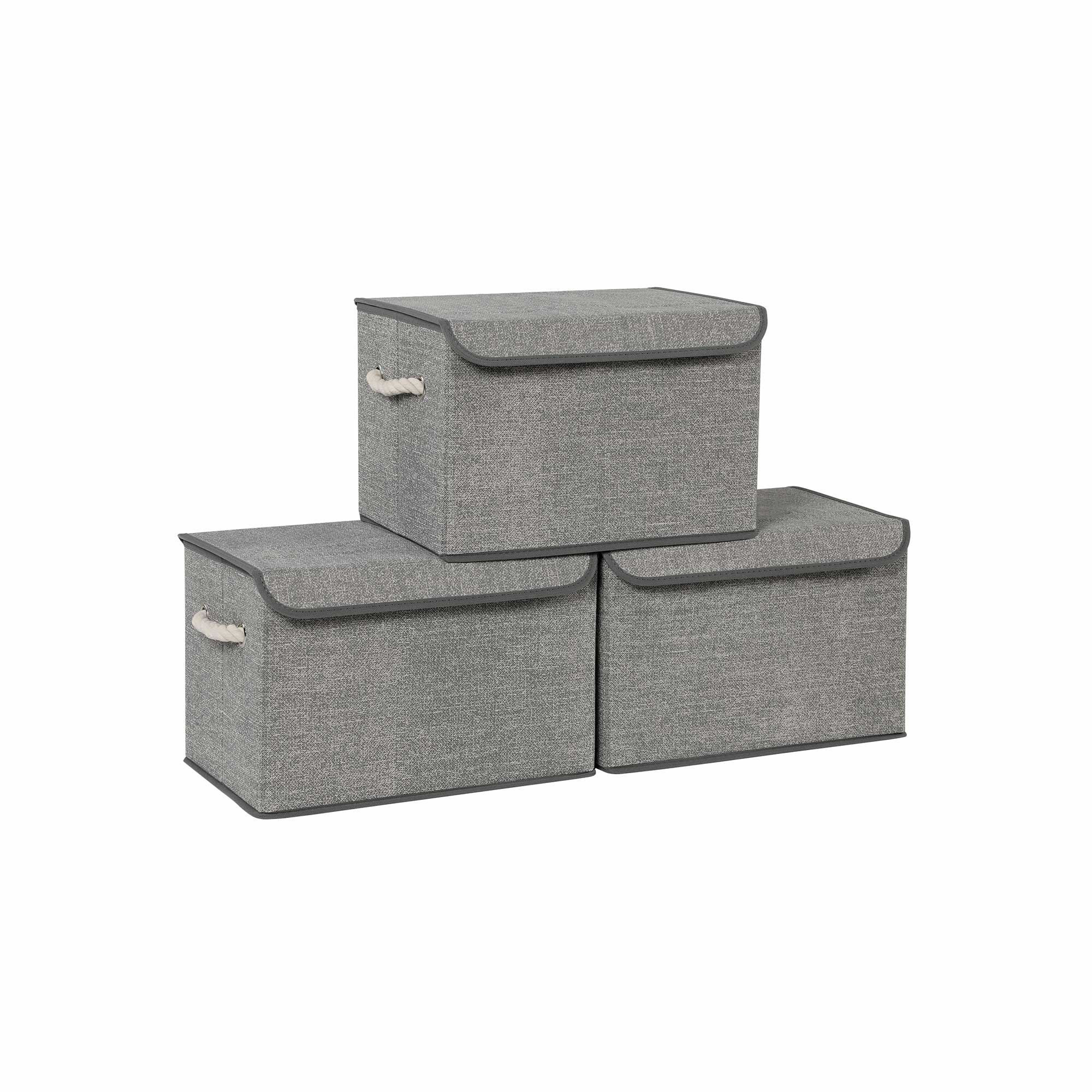 Kutije za pohranu s poklopcima, set od 3 komada, 38 x 25 x 25 cm, sive | SONGMICS-vitahome.hr