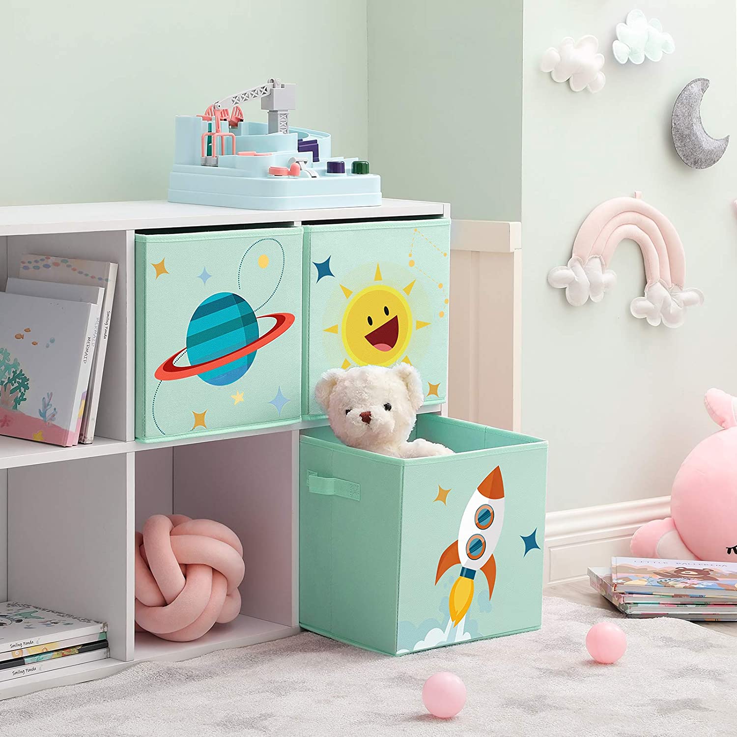 kutije za pohranu set od 3, kutije za organizatore igre 30 x 30 x 30 cm, zelene | SONGMICS-vitahome.hr