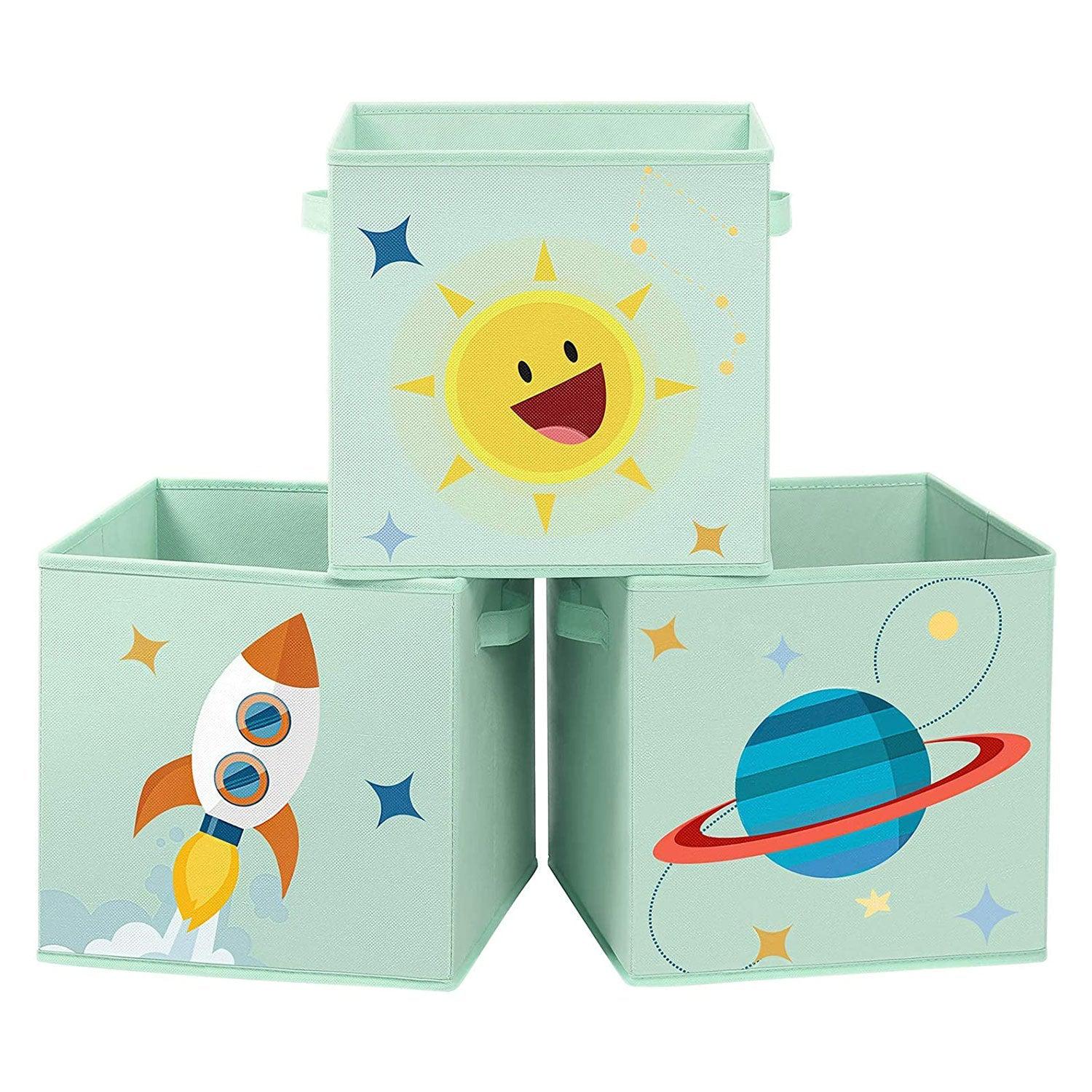 kutije za pohranu set od 3, kutije za organizatore igre 30 x 30 x 30 cm, zelene | SONGMICS-vitahome.hr
