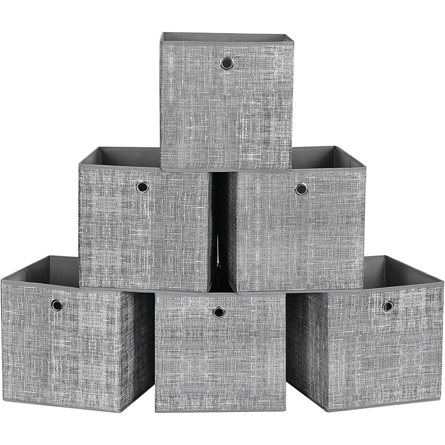 Kutije za pohranu, set sklopivih košara za pohranu od 6 komada, 30 x 30 x 30 cm, siva | SONGMICS-vitahome.hr