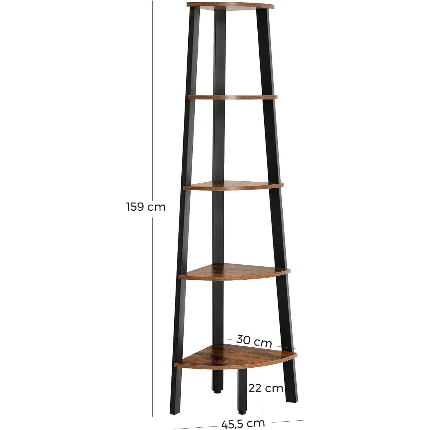 Kutna polica, polica za knjige s 5 etaža, 34,2 x 34,2 x 158,8 cm, smeđe boje | VASAGLE-VASAGLE-Vita Home